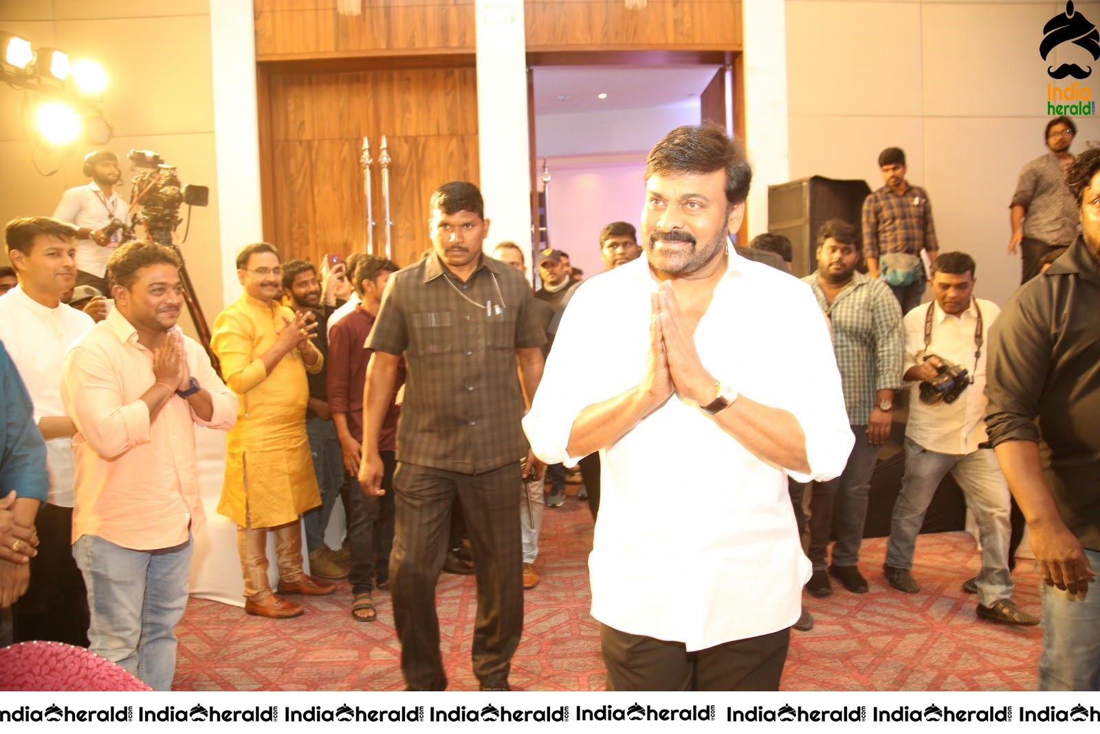 Actor Chiranjeevi Seen Interacting with other actors during an event Set 1