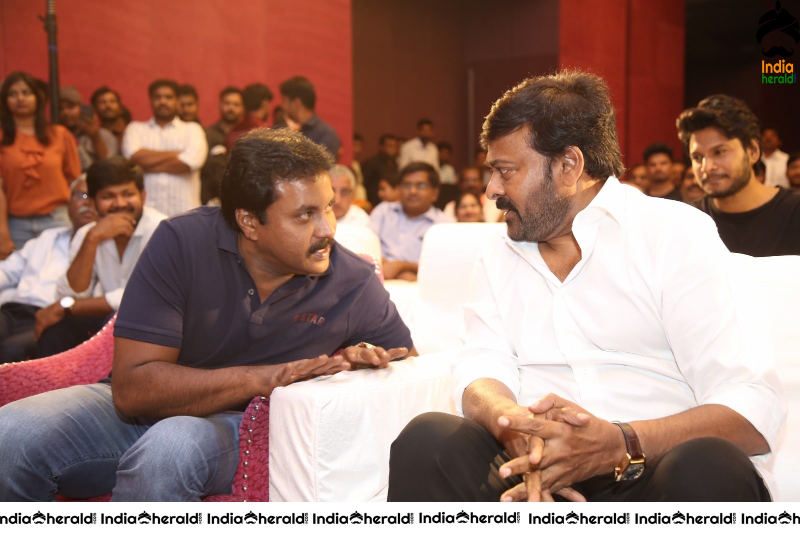 Actor Chiranjeevi Seen Interacting with other actors during an event Set 1