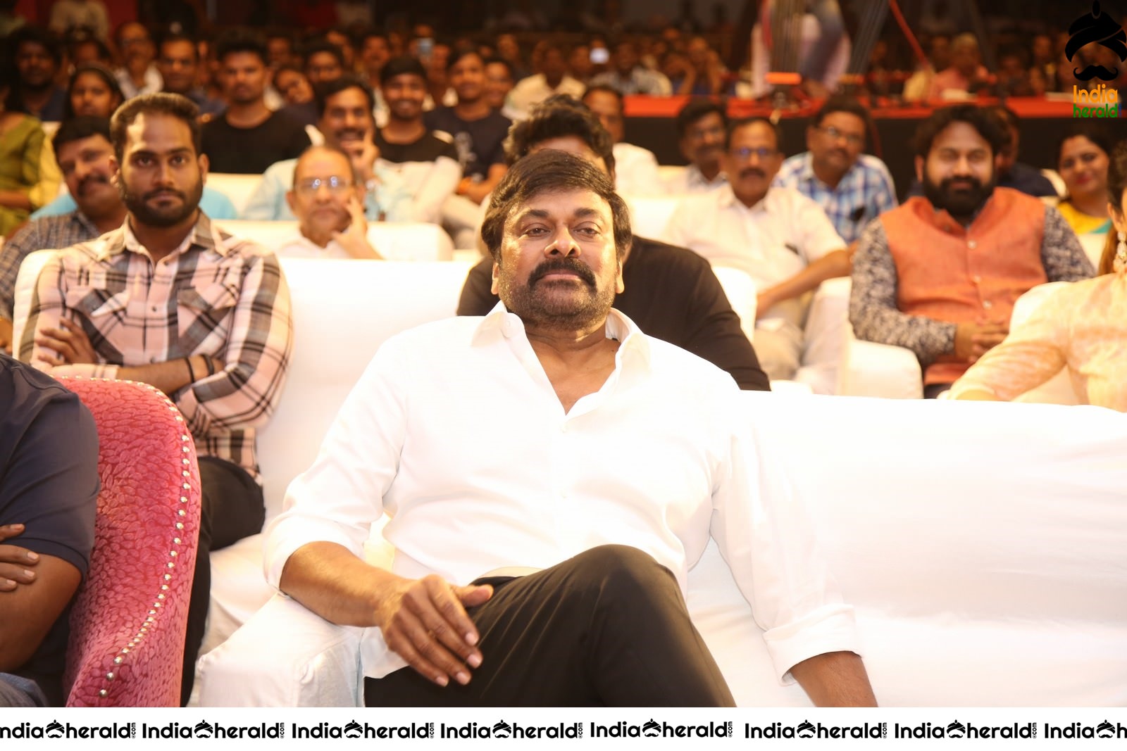 Actor Chiranjeevi Seen Interacting with other actors during an event Set 2