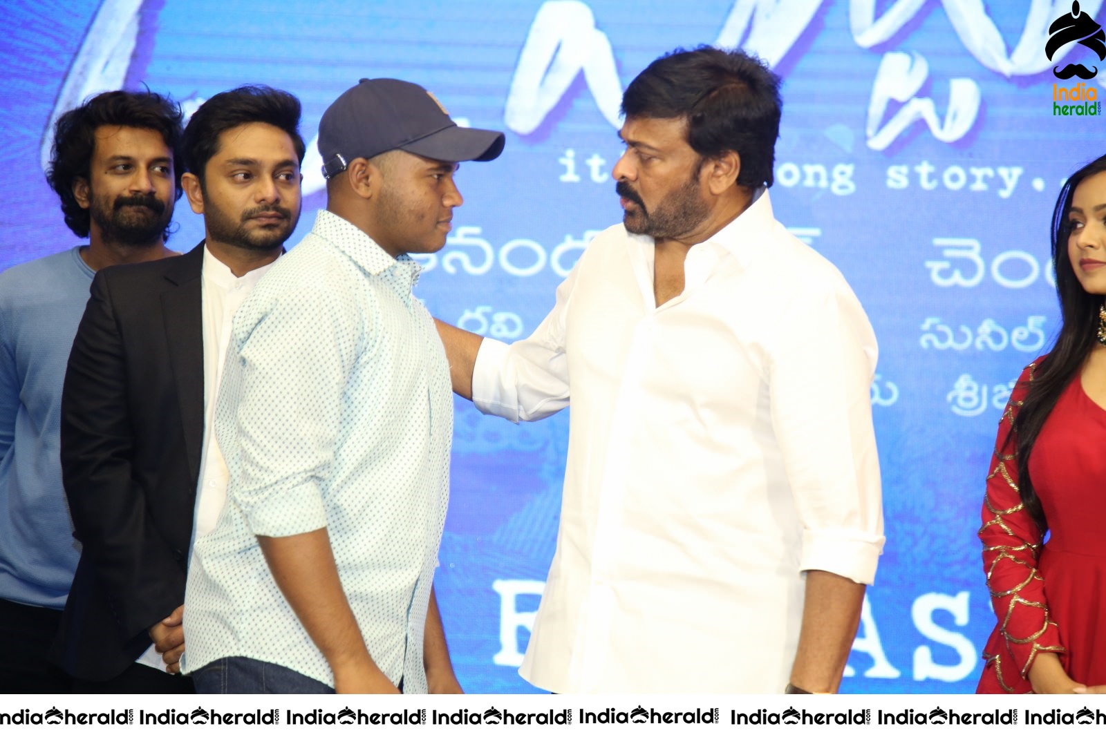 Actor Chiranjeevi Seen Interacting with other actors during an event Set 3