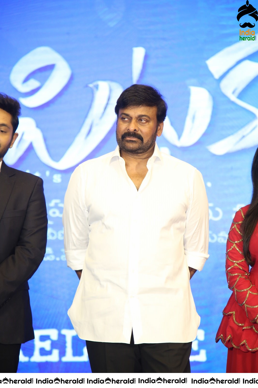 Actor Chiranjeevi Seen Interacting with other actors during an event Set 3