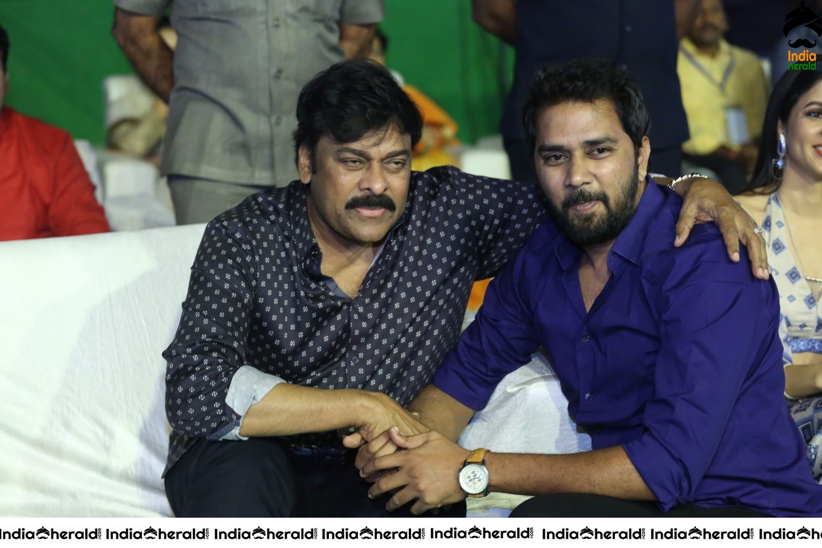 Actor Chiranjeevi share a lighter moment with the Crew of Arjun Suravaram Set 1
