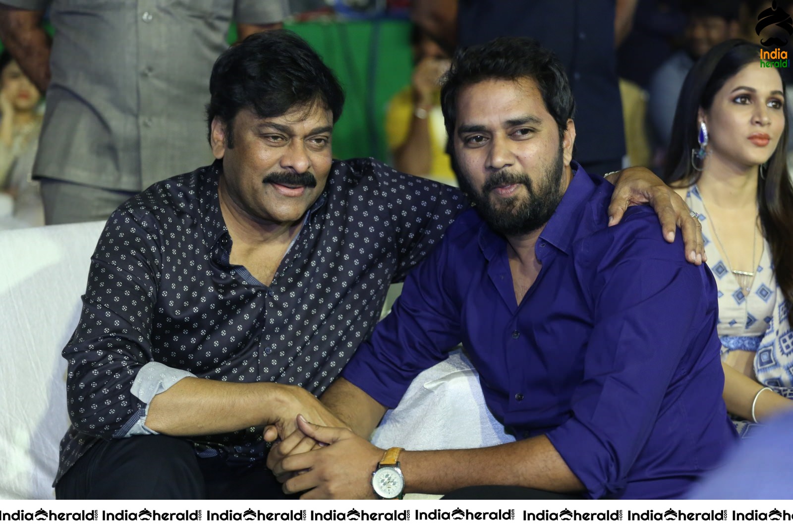 Actor Chiranjeevi share a lighter moment with the Crew of Arjun Suravaram Set 1