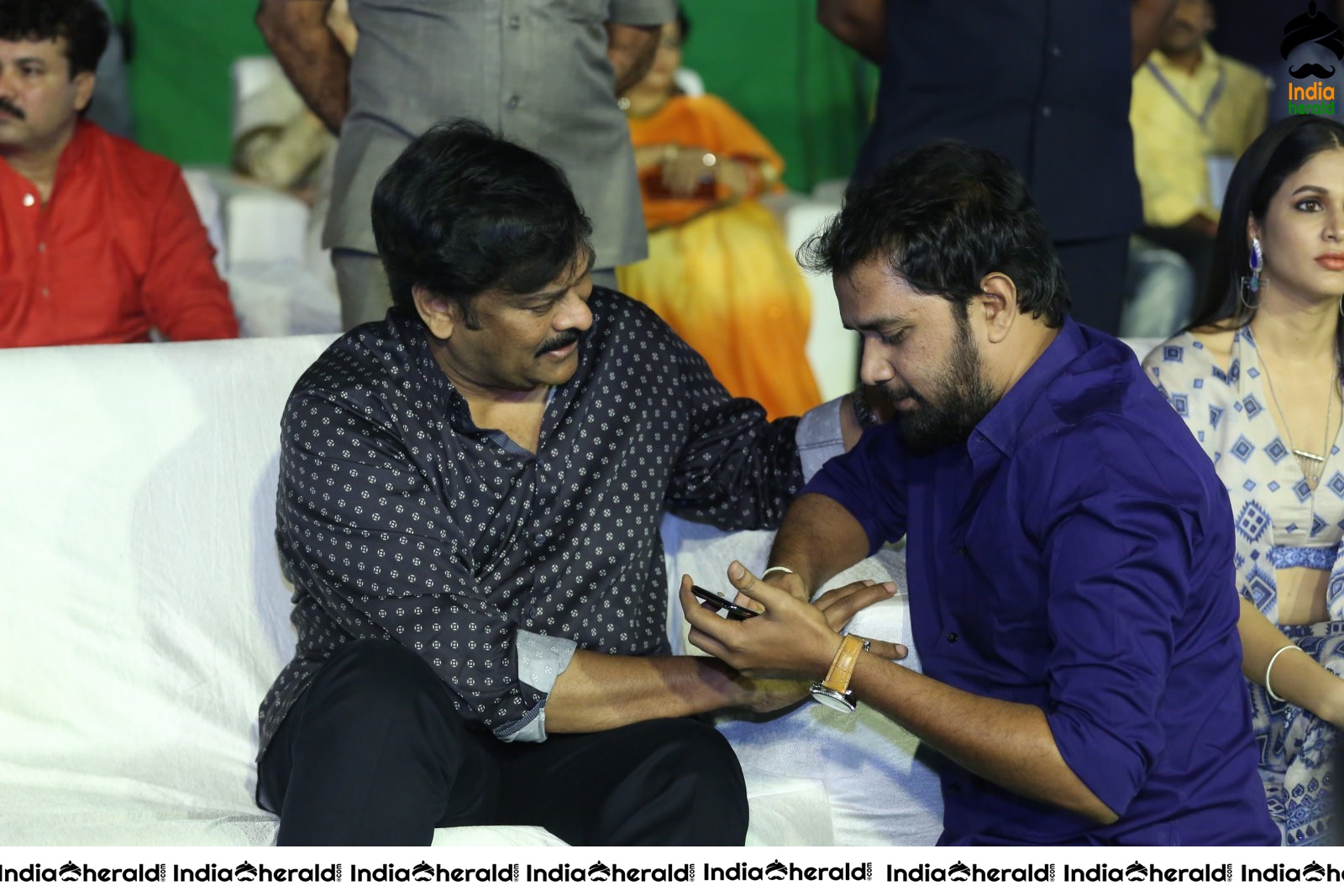 Actor Chiranjeevi share a lighter moment with the Crew of Arjun Suravaram Set 1