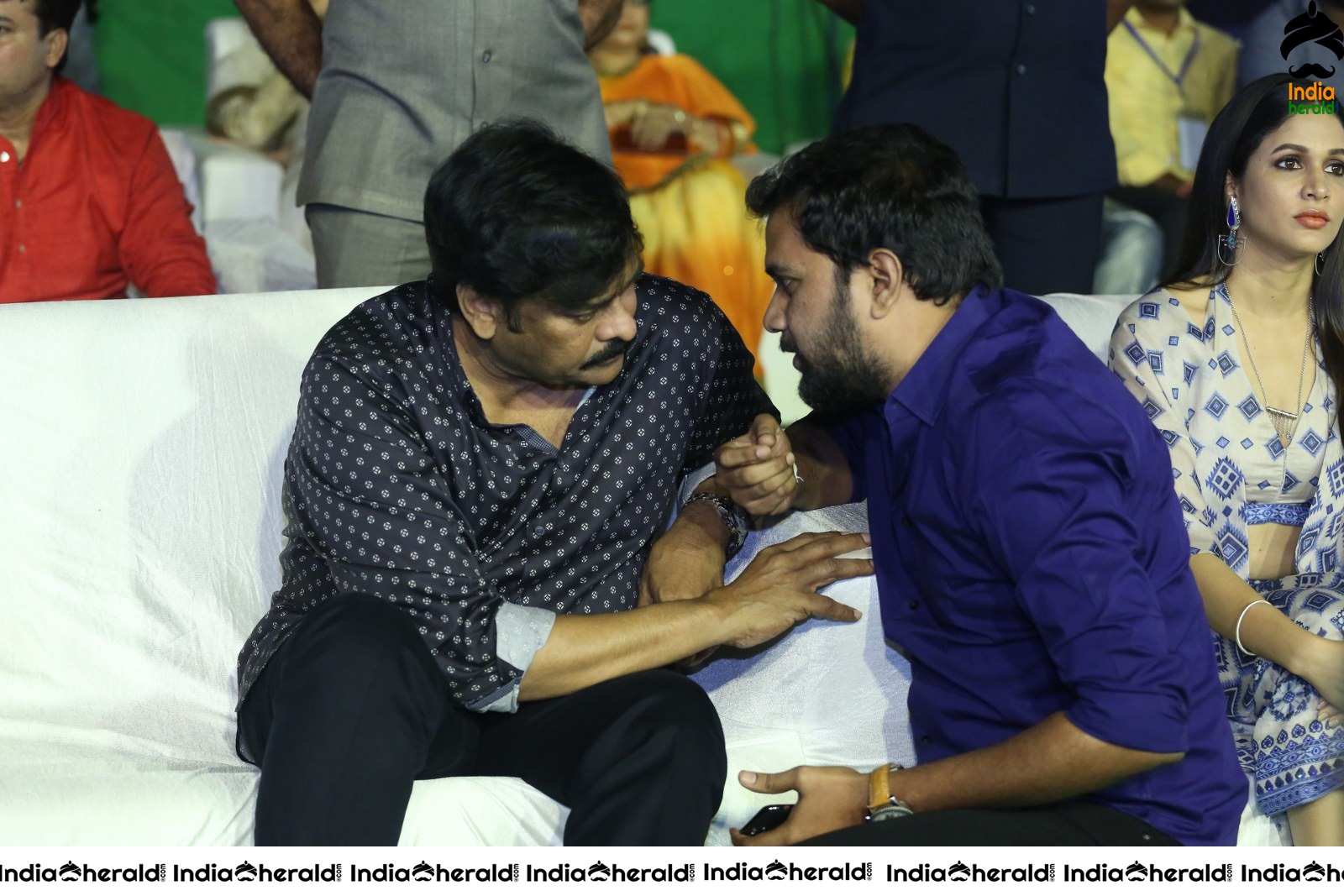 Actor Chiranjeevi share a lighter moment with the Crew of Arjun Suravaram Set 1