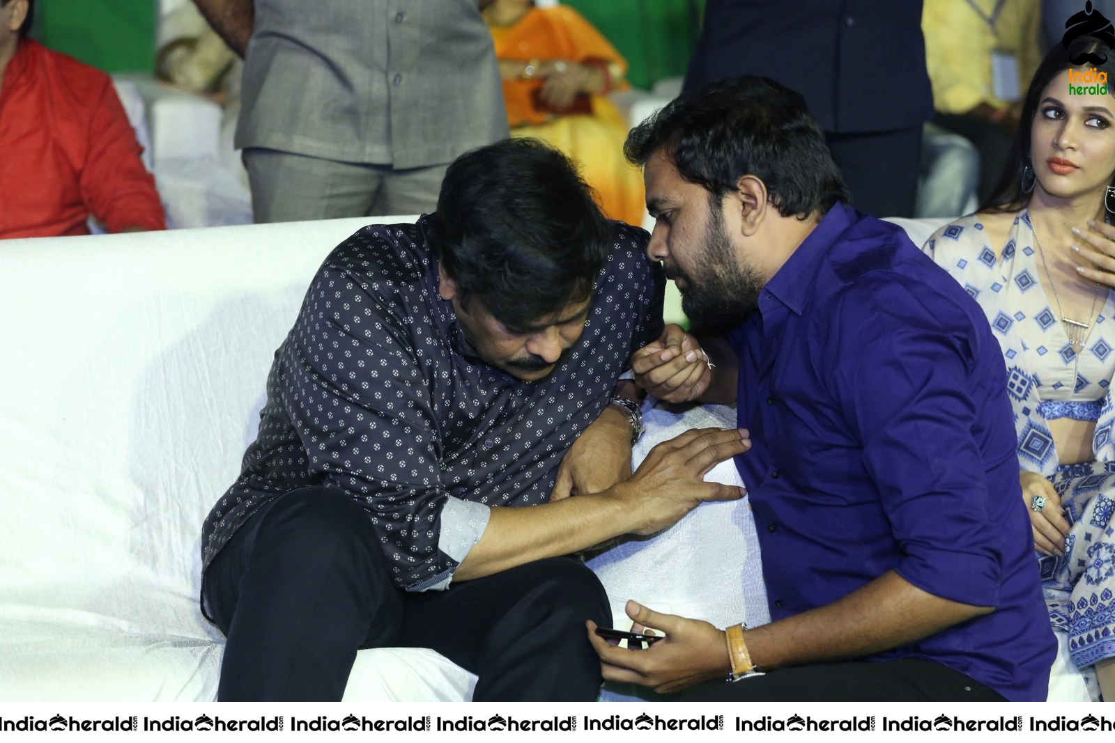 Actor Chiranjeevi share a lighter moment with the Crew of Arjun Suravaram Set 1