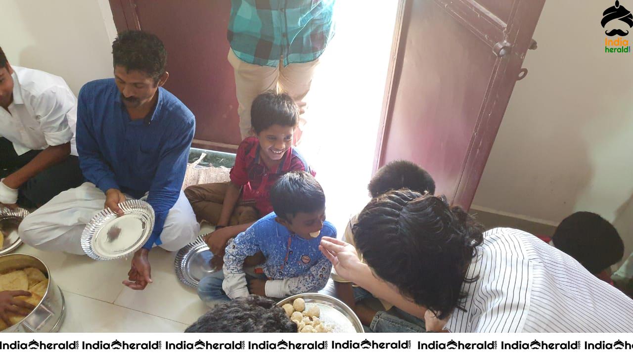 Actor Gautham Karthik meets Orphan Kids at Ashram Set 1