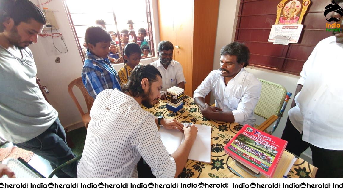 Actor Gautham Karthik meets Orphan Kids at Ashram Set 1