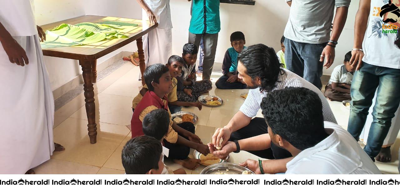 Actor Gautham Karthik meets Orphan Kids at Ashram Set 2