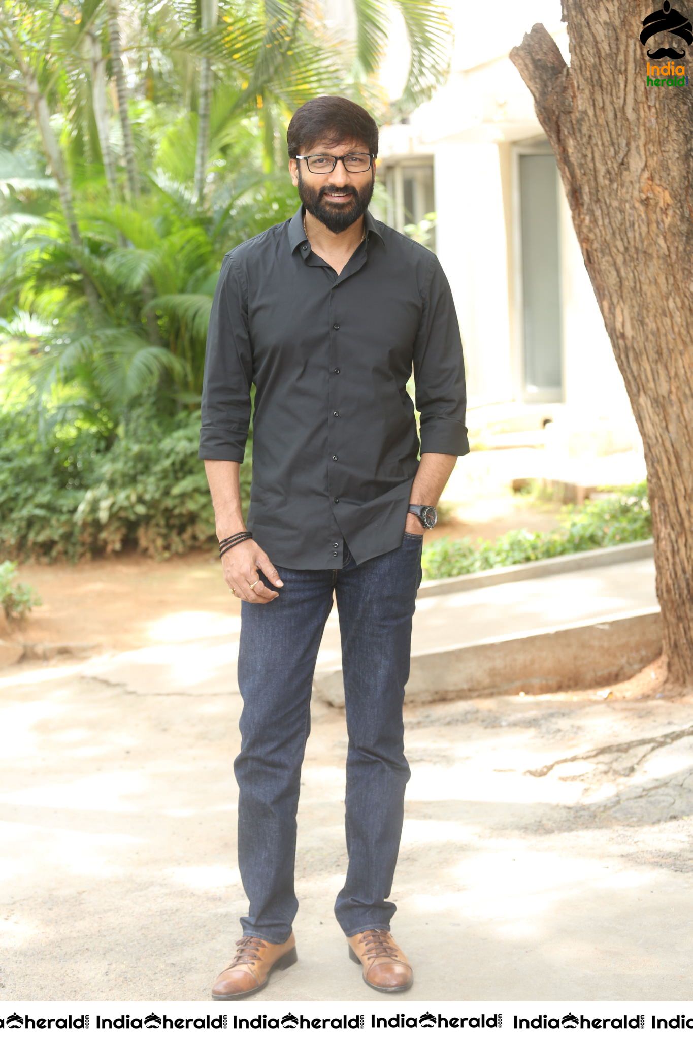 Actor Gopichand Interview Stills in Black Set 1