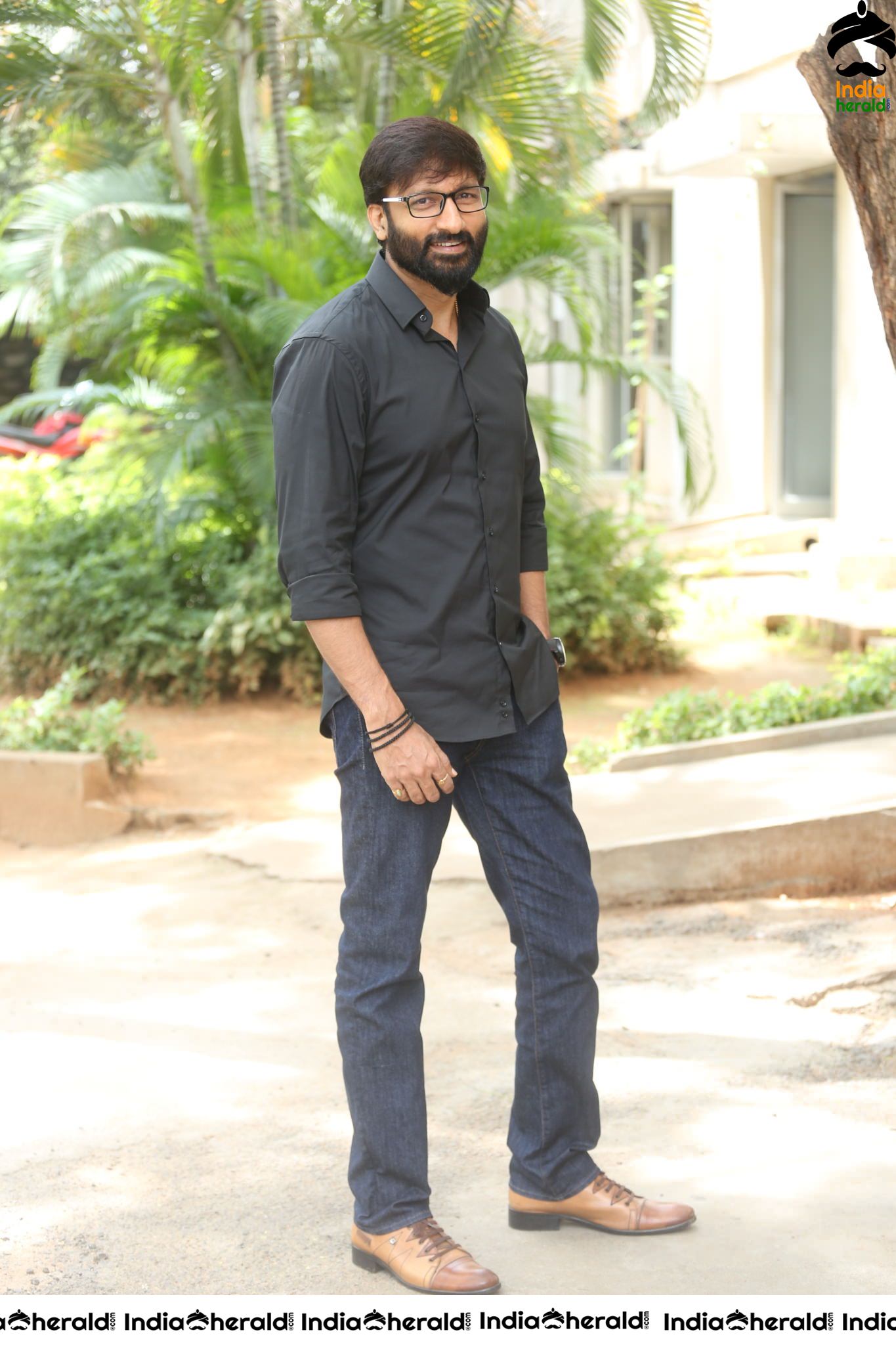 Actor Gopichand Interview Stills in Black Set 1