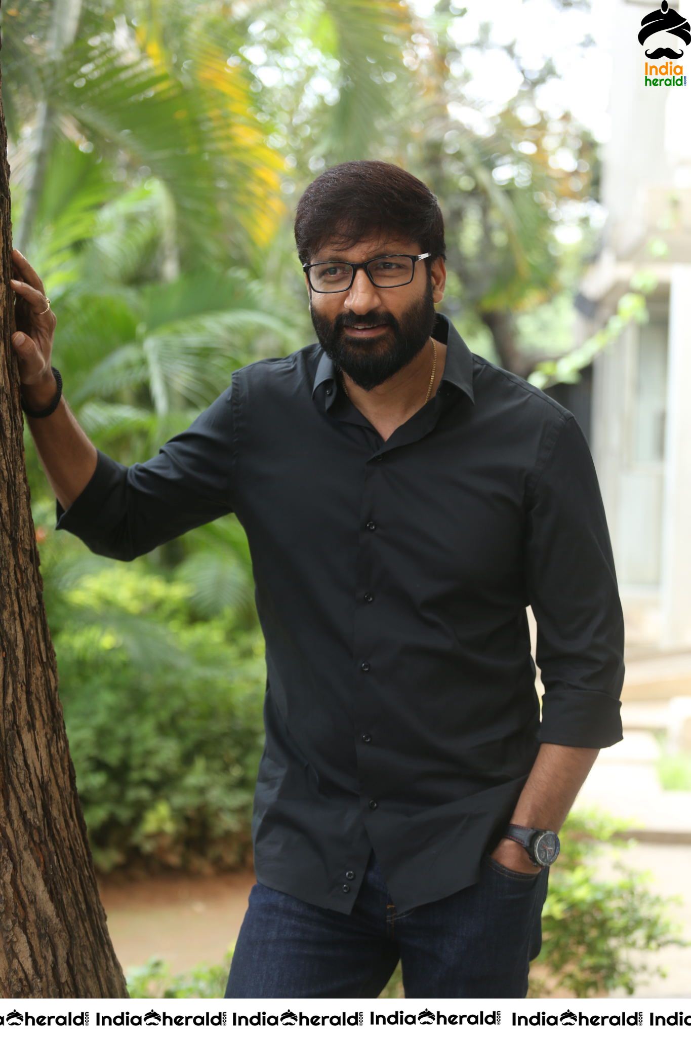 Actor Gopichand Interview Stills in Black Set 2