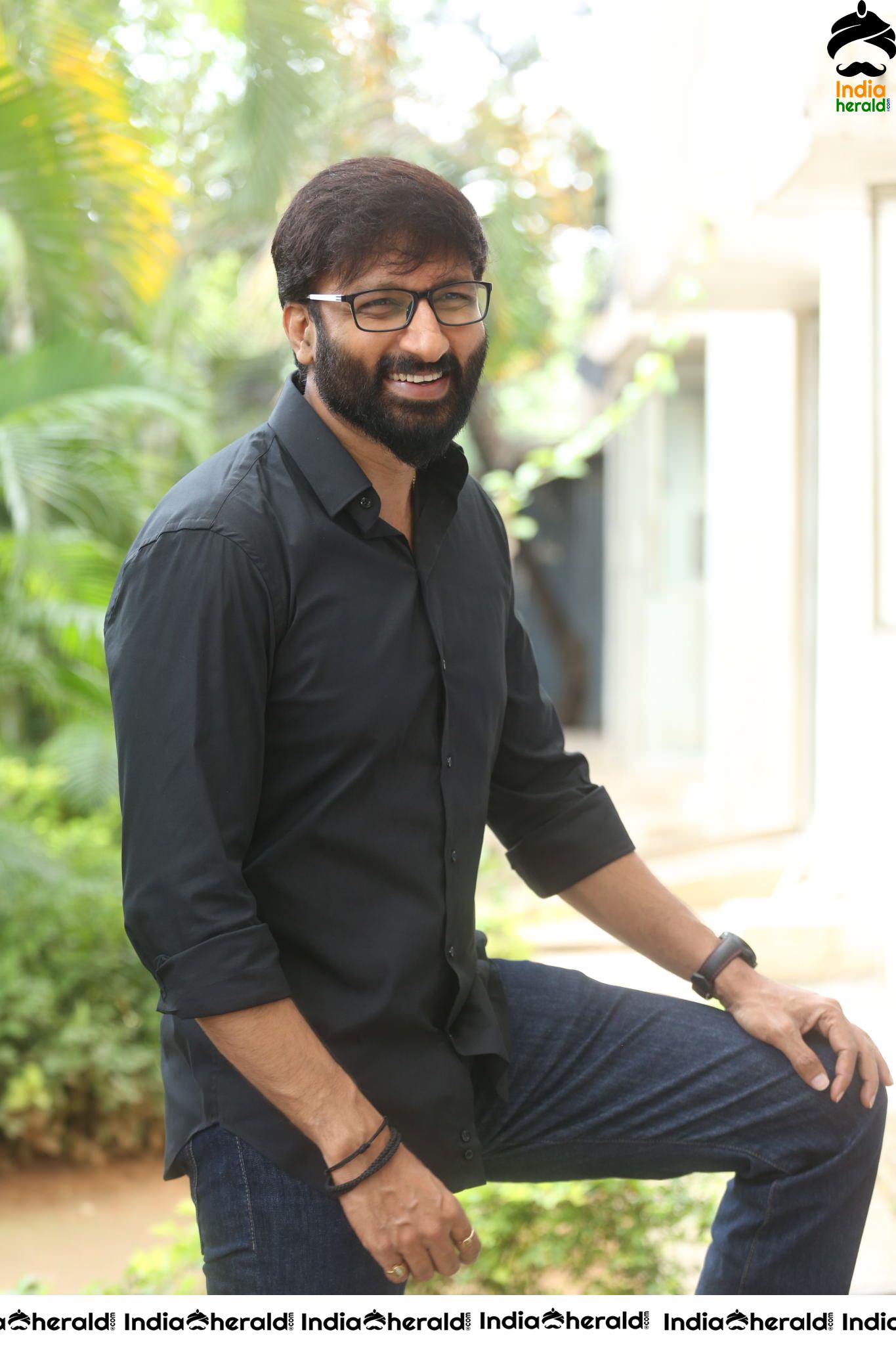 Actor Gopichand Interview Stills in Black Set 2