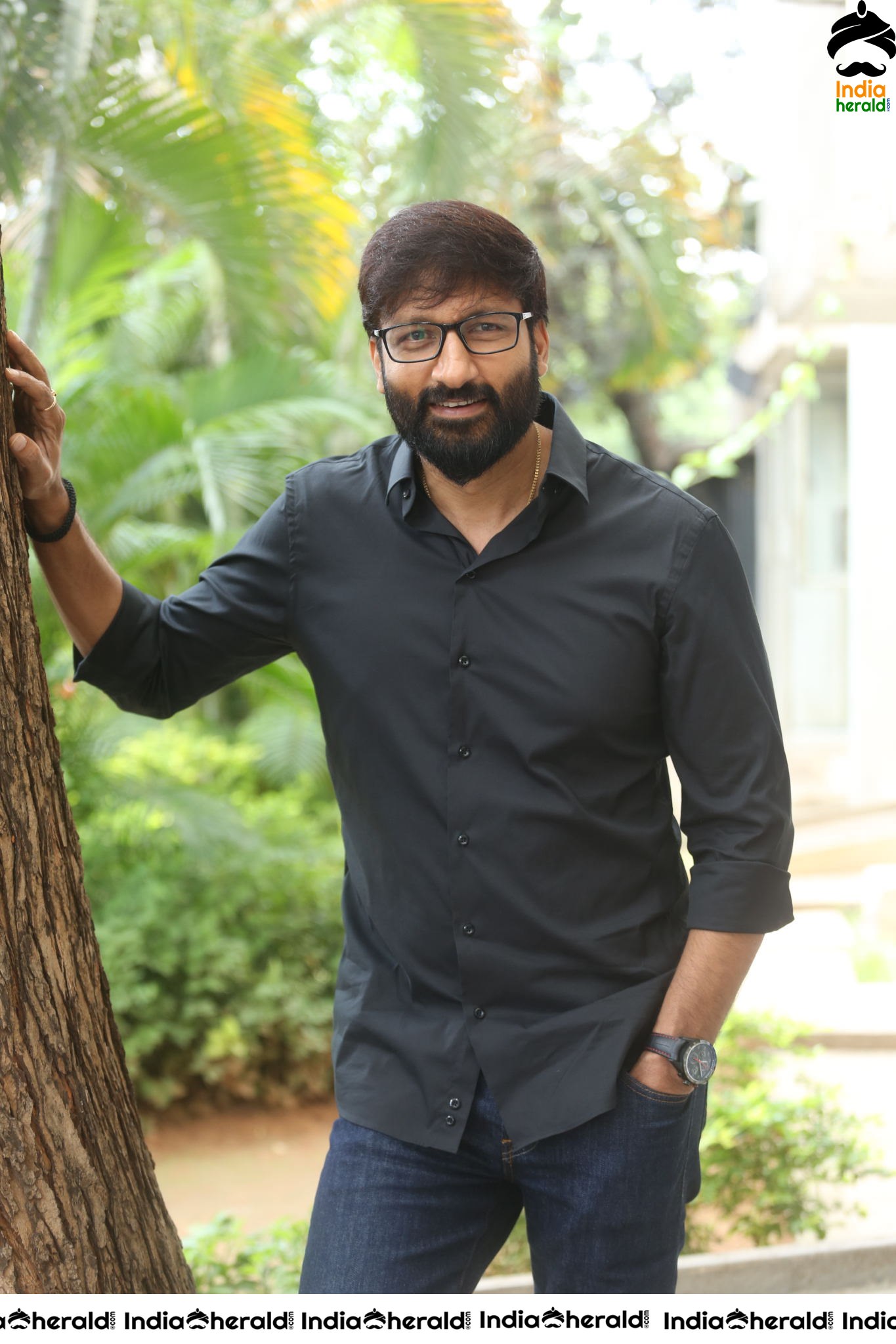 Actor Gopichand Interview Stills in Black Set 2