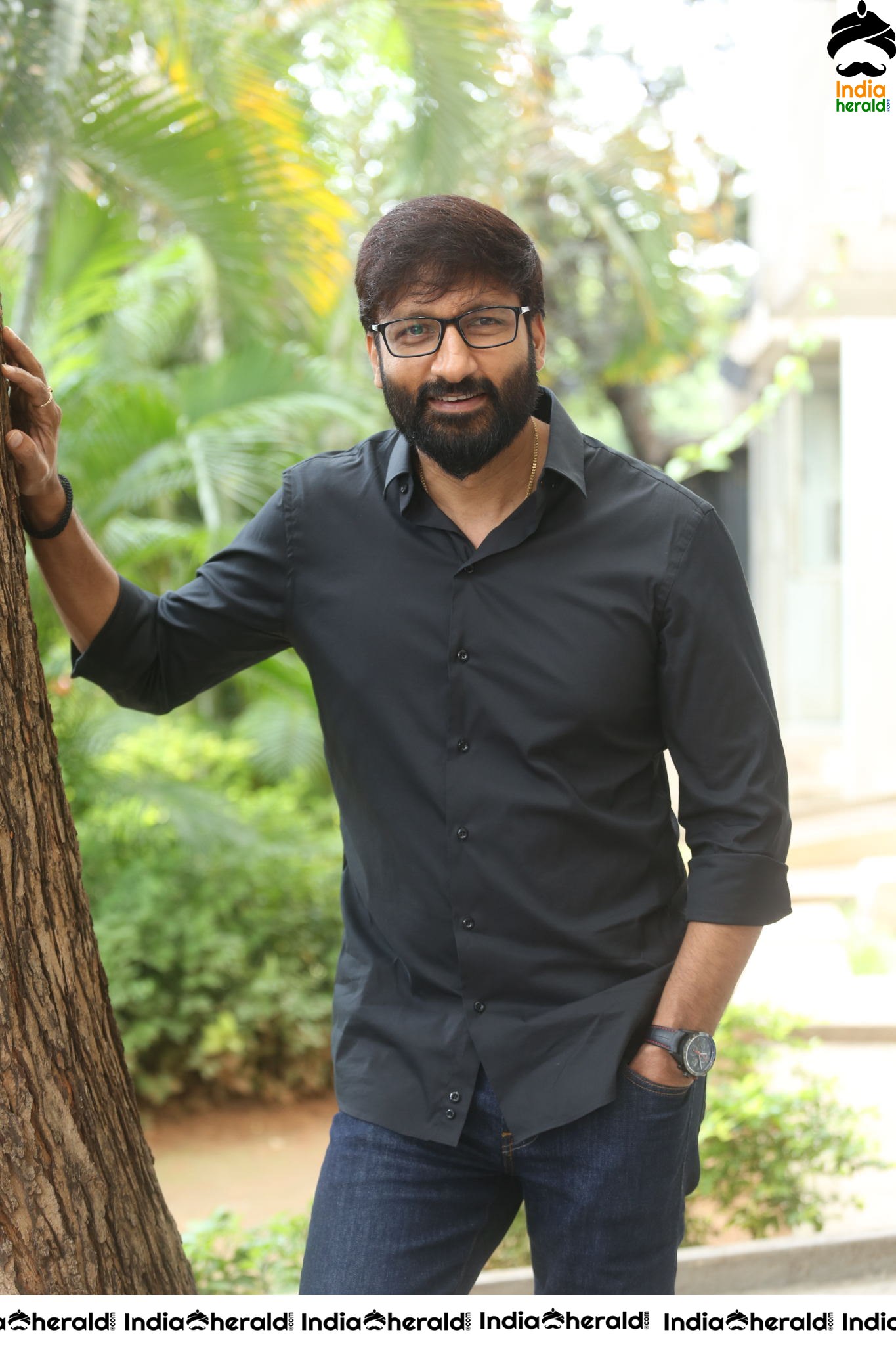 Actor Gopichand Interview Stills in Black Set 2