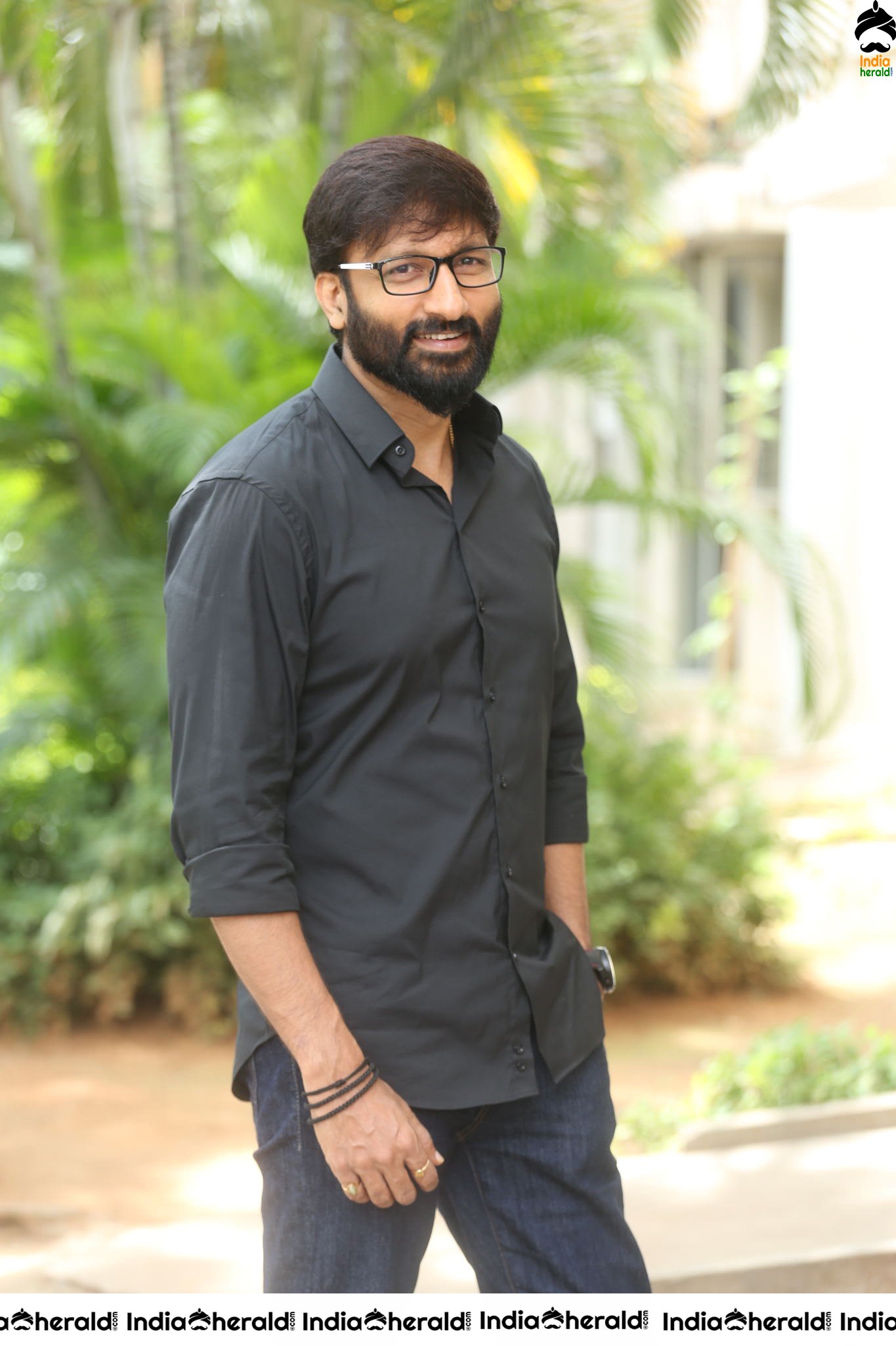 Actor Gopichand Latest Clicks with Nerd Glasses and Thick Beard Set 1