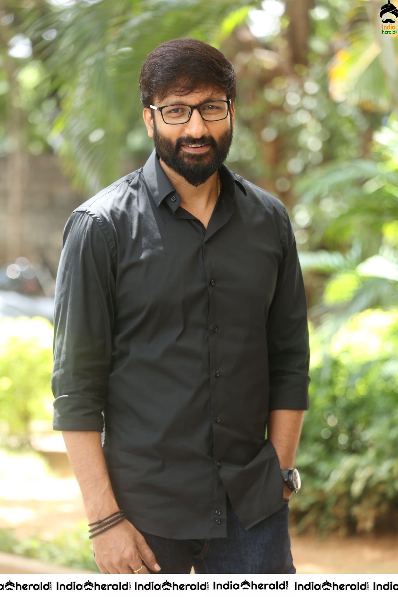 Actor Gopichand Latest Clicks with Nerd Glasses and Thick Beard Set 1