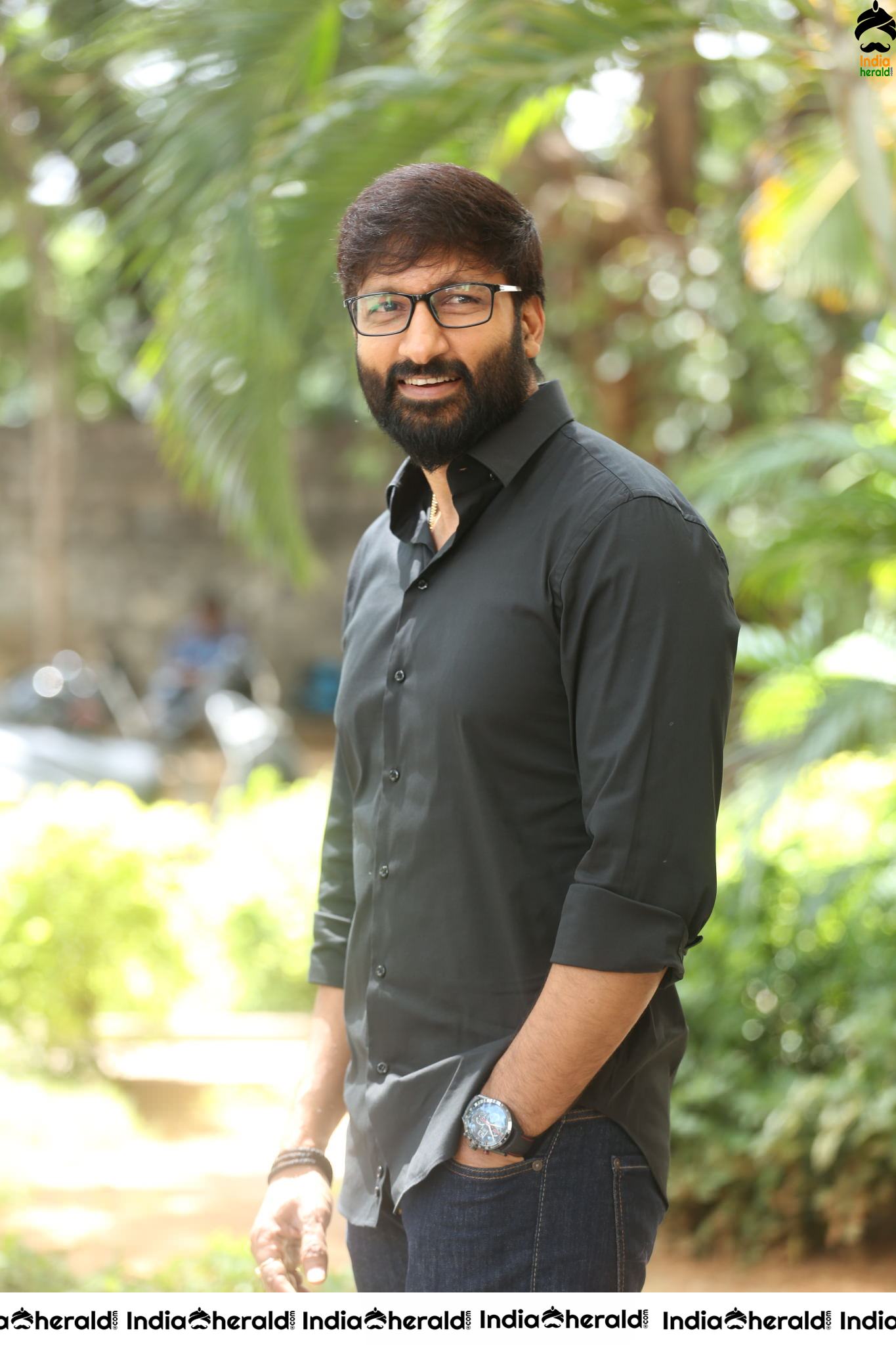 Actor Gopichand Latest Clicks with Nerd Glasses and Thick Beard Set 1