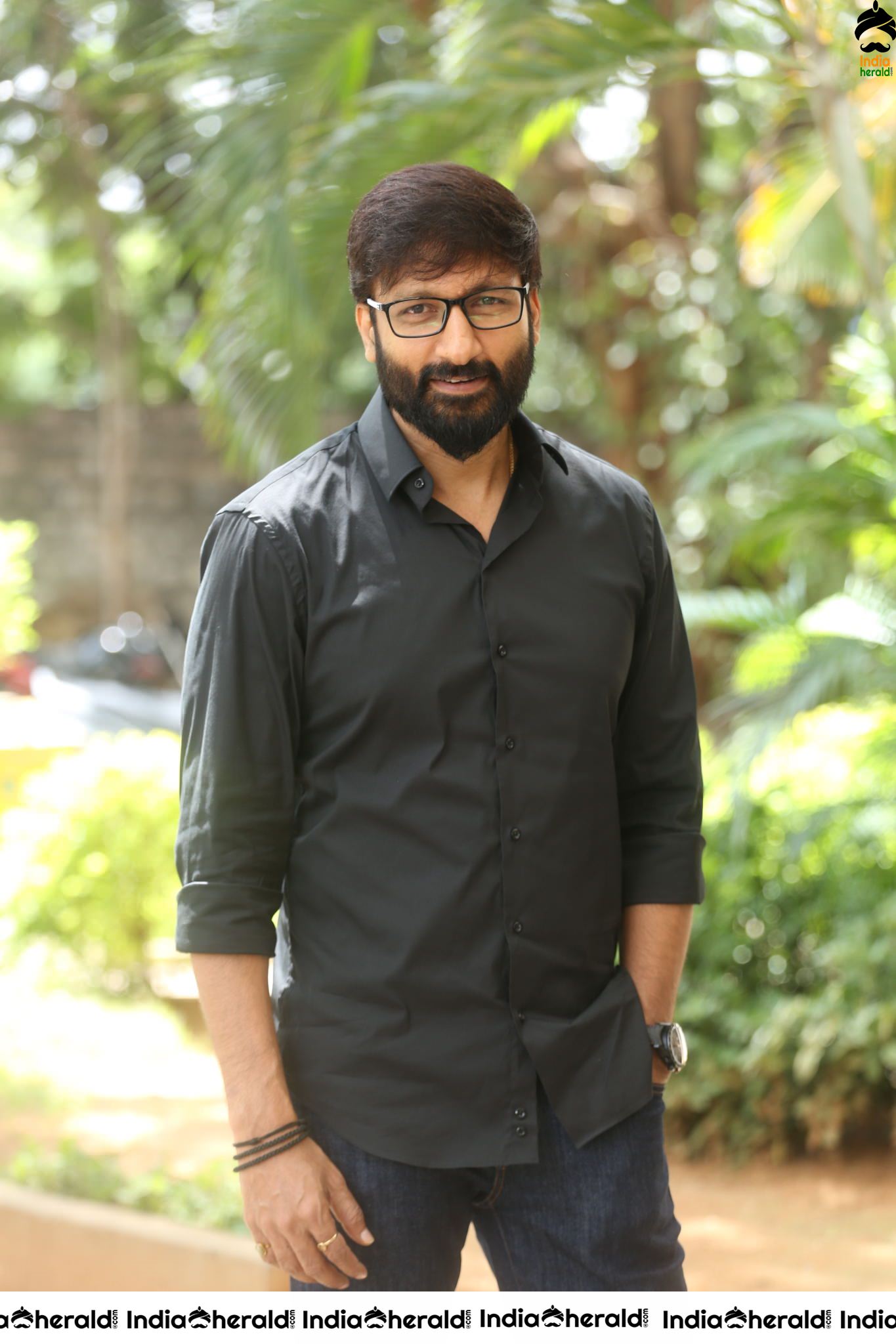 Actor Gopichand Latest Clicks with Nerd Glasses and Thick Beard Set 1