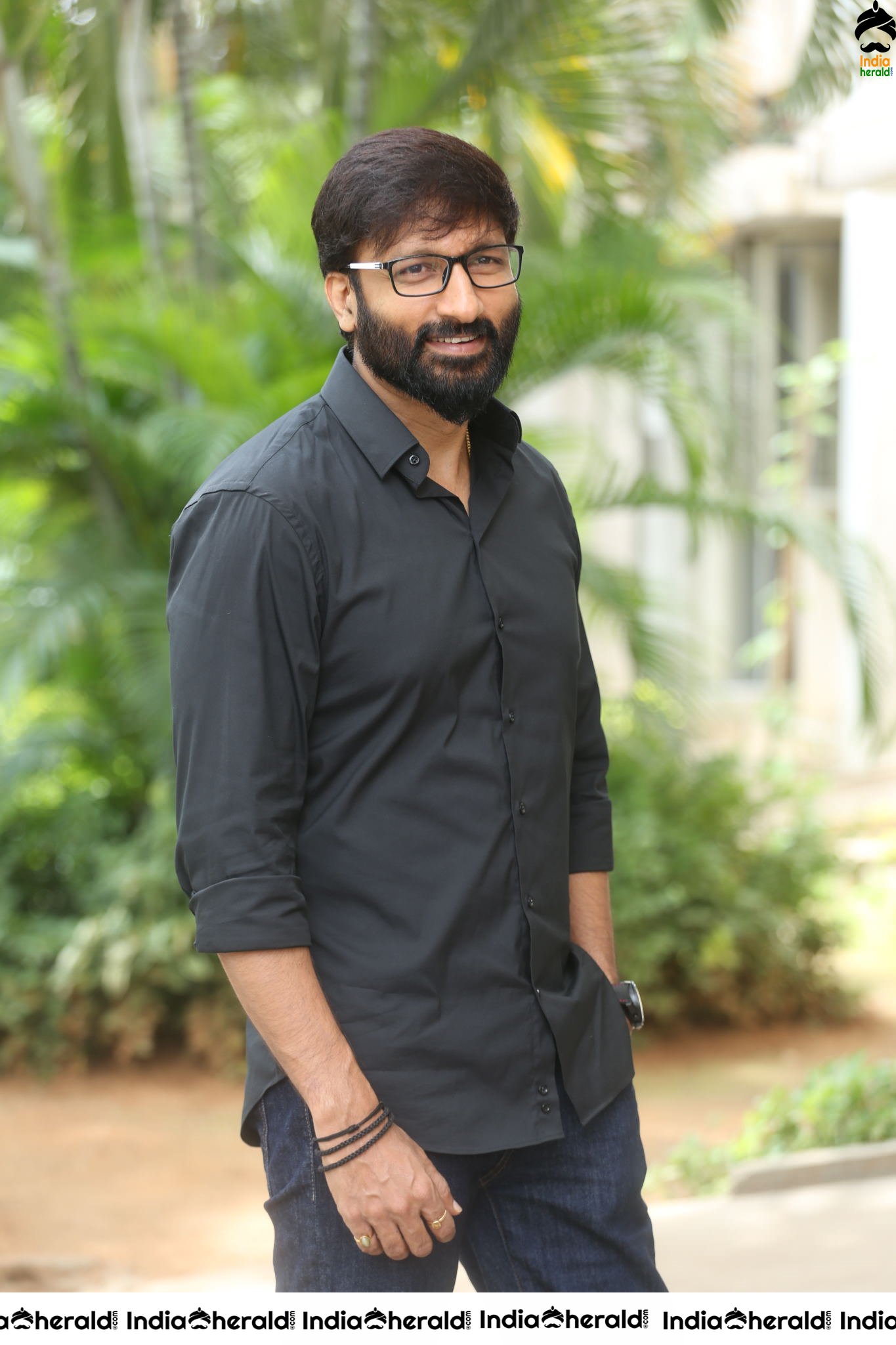 Actor Gopichand Latest Clicks with Nerd Glasses and Thick Beard Set 1