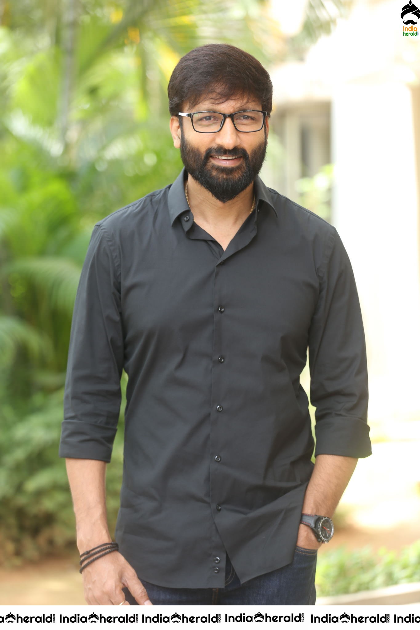 Actor Gopichand Latest Clicks with Nerd Glasses and Thick Beard Set 2