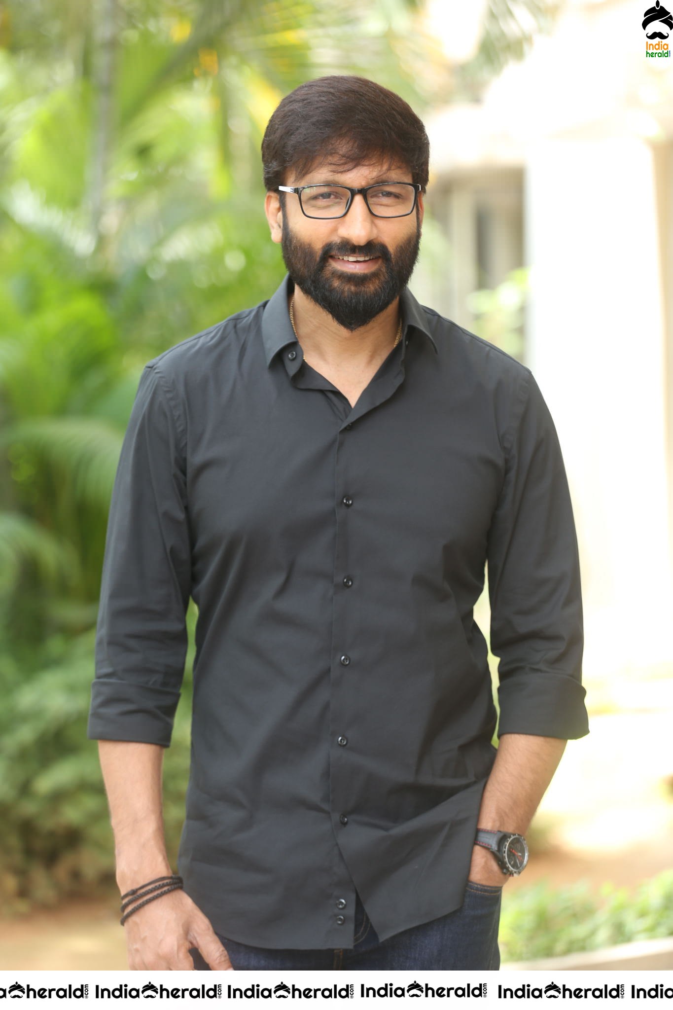 Actor Gopichand Latest Clicks with Nerd Glasses and Thick Beard Set 2