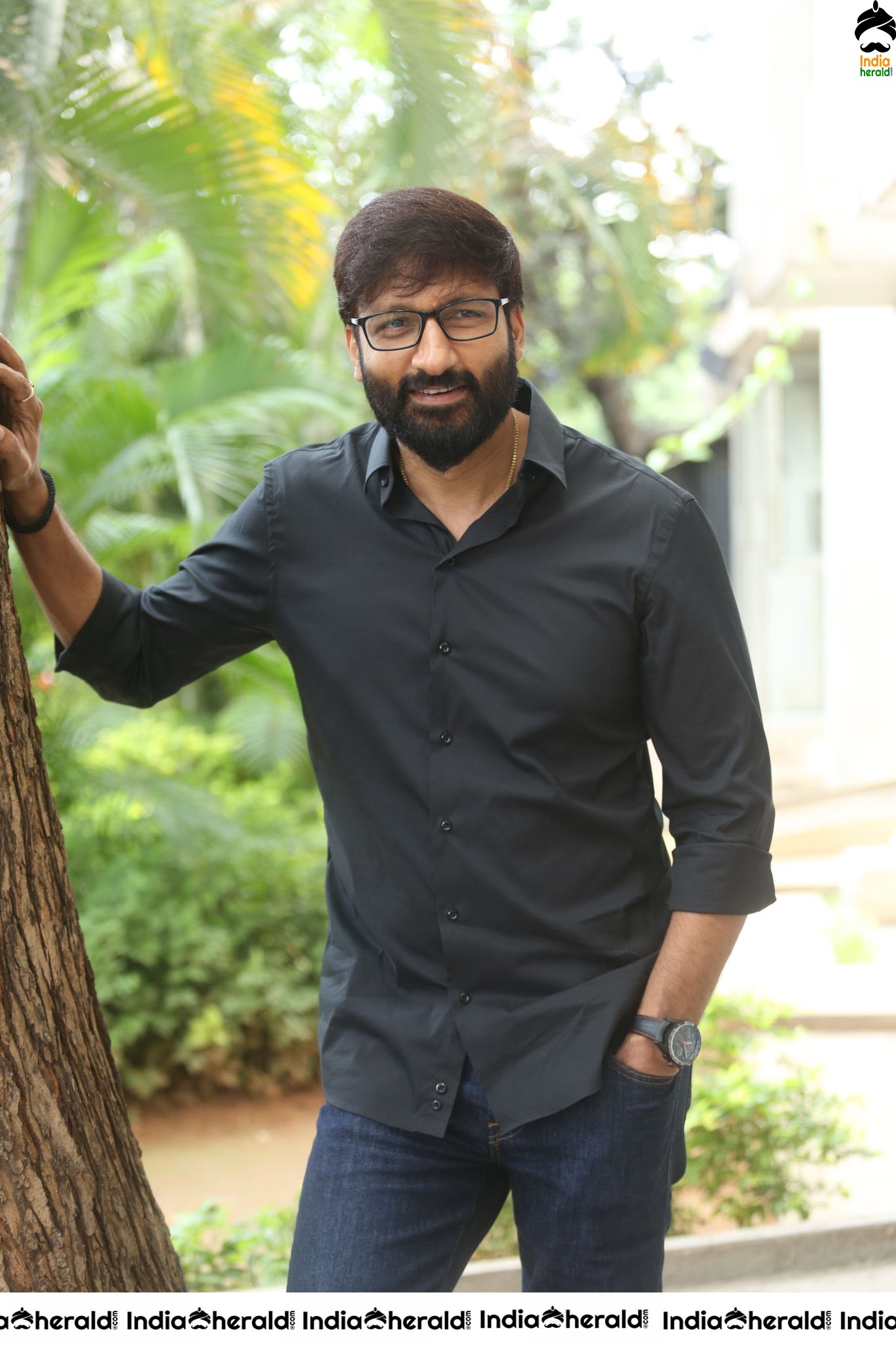 Actor Gopichand Latest Clicks with Nerd Glasses and Thick Beard Set 2