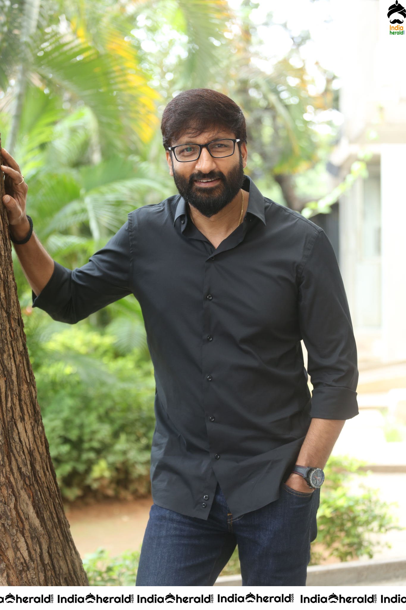 Actor Gopichand Latest Clicks with Nerd Glasses and Thick Beard Set 2