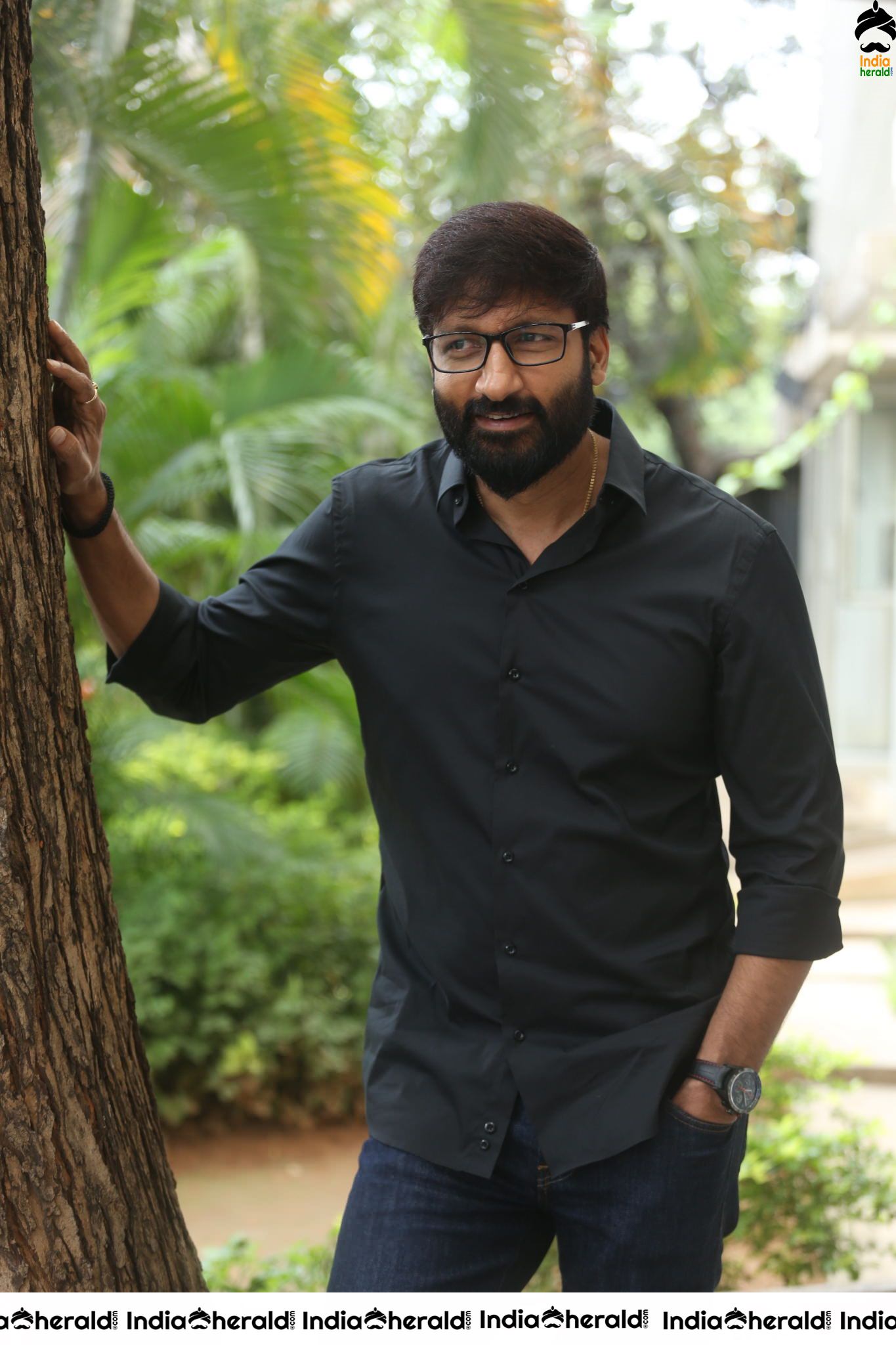 Actor Gopichand Latest Clicks with Nerd Glasses and Thick Beard Set 2