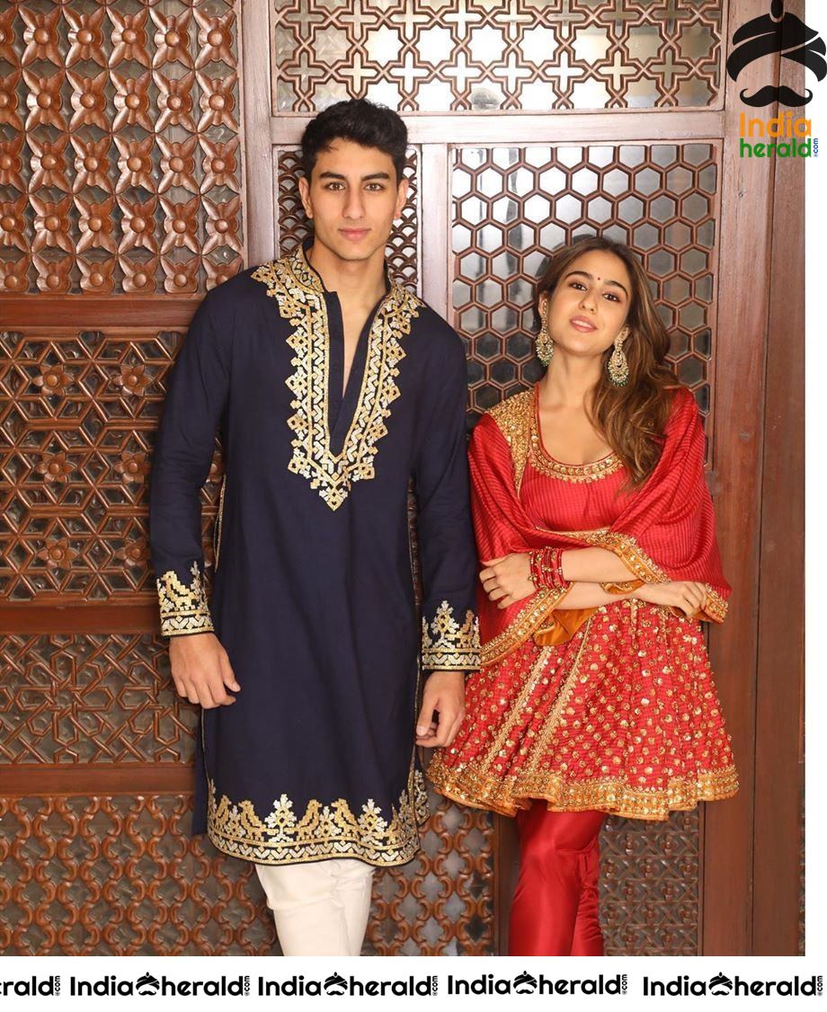 Actor Ibrahim Ali Khan with Sara Ali Khan and Amrita Singh Diwali Stills