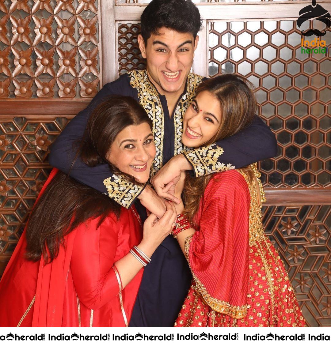 Actor Ibrahim Ali Khan with Sara Ali Khan and Amrita Singh Diwali Stills
