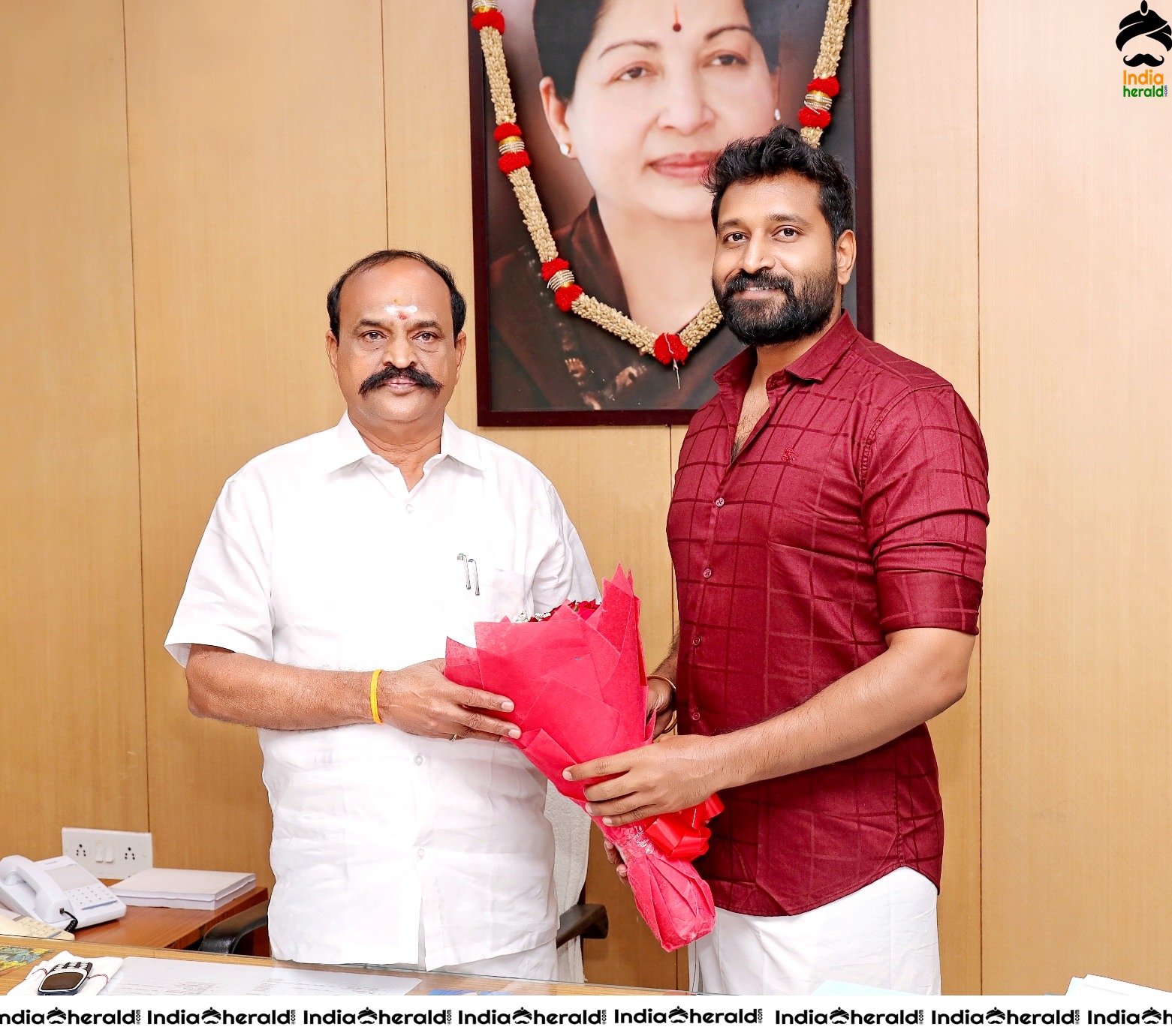 Actor Jaivanth with Minister Kadambur Raju