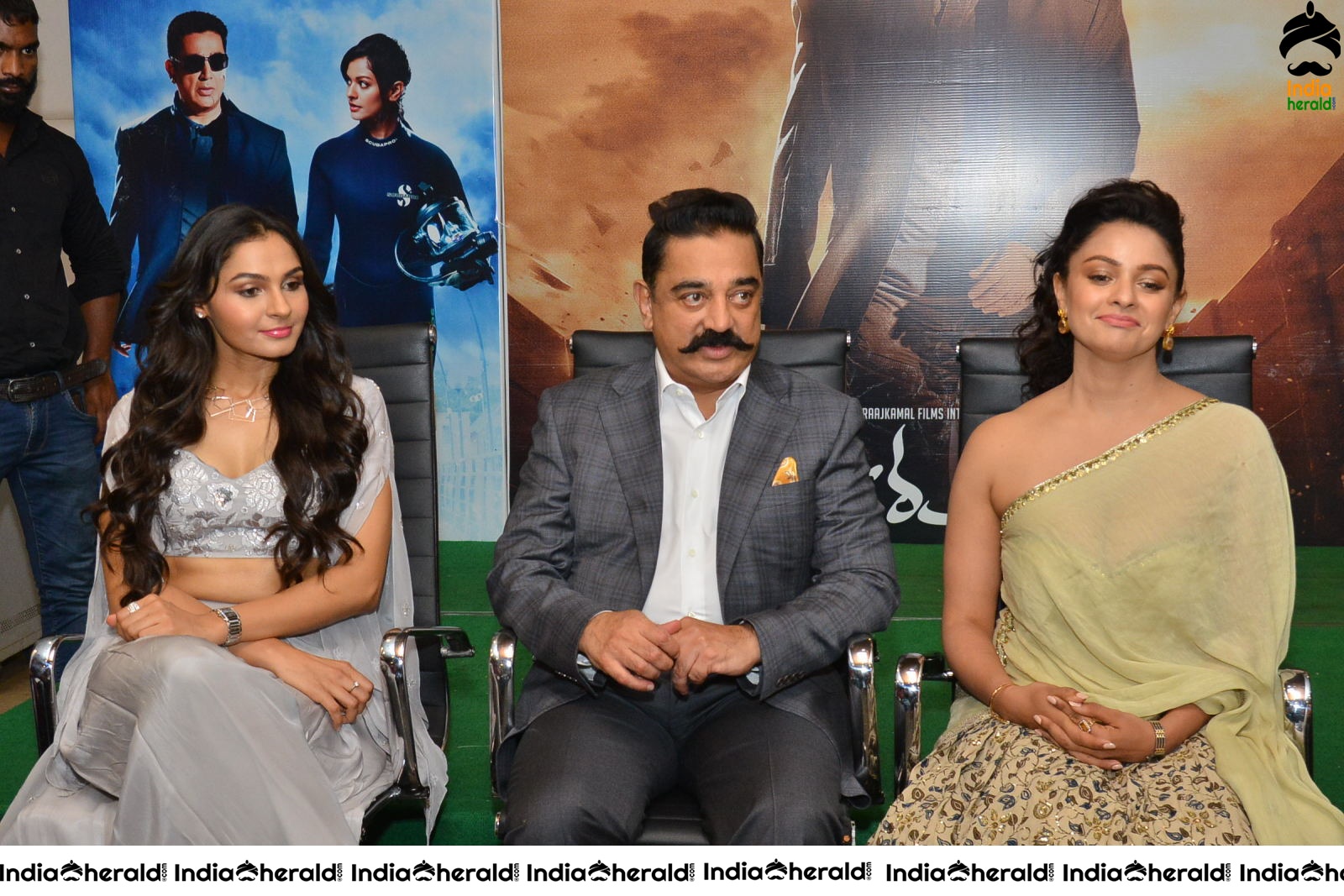 Actor Kamal Haasan with Hot Pooja Kumar and Andrea Jeremiah