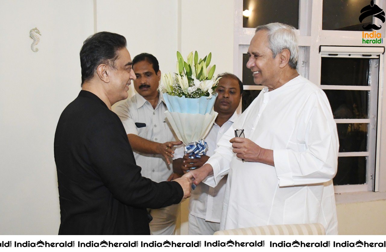 Actor Kamal Haasan with Odisha Chief Minister Naveen Patnaik