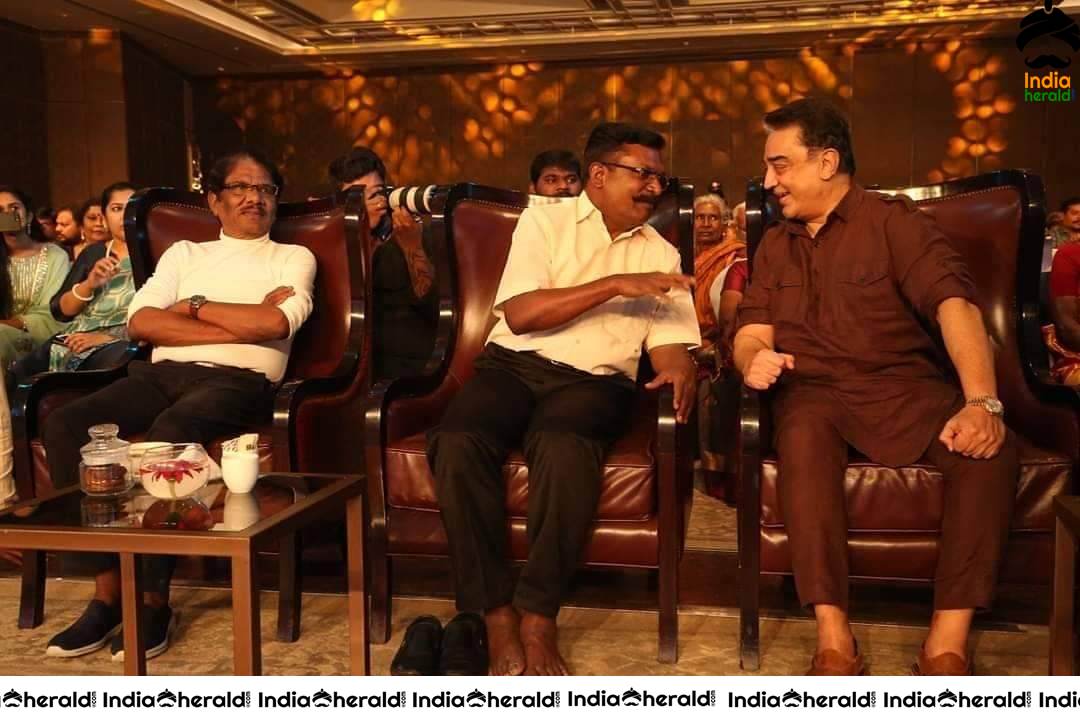 Actor Kamal Haasan with Thirumavalavan and Mammootty at News 18 Magudam Awards 2019