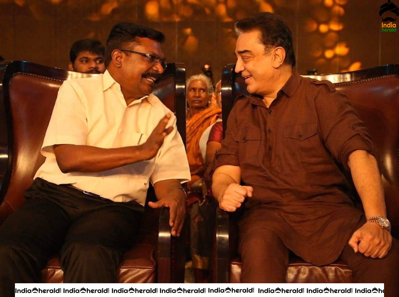 Actor Kamal Haasan with Thirumavalavan and Mammootty at News 18 Magudam Awards 2019