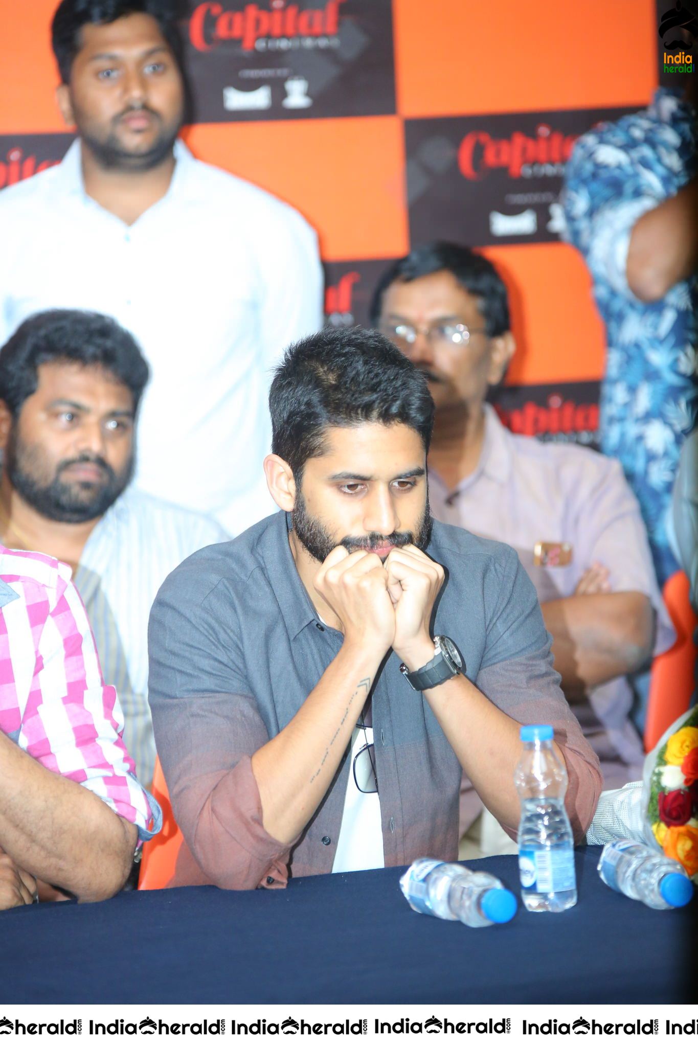 Actor Naga Chaitanya in Deep Thoughts at a Press Meet