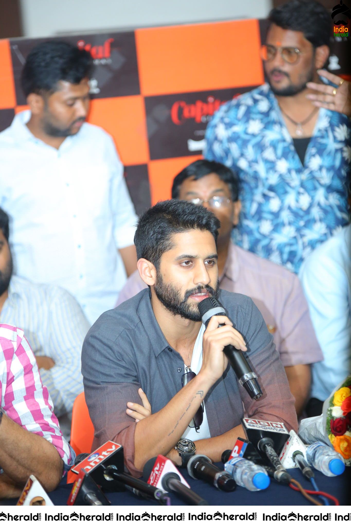 Actor Naga Chaitanya in Deep Thoughts at a Press Meet
