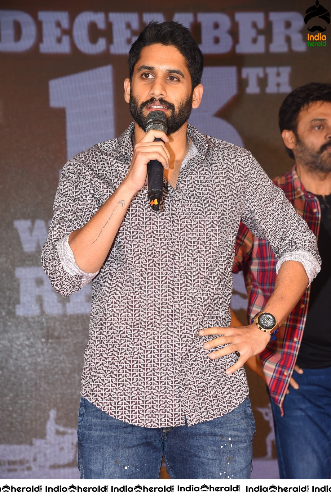 Actor Naga Chaitanya is stylish and suave at Venky Mama Meet Set 2