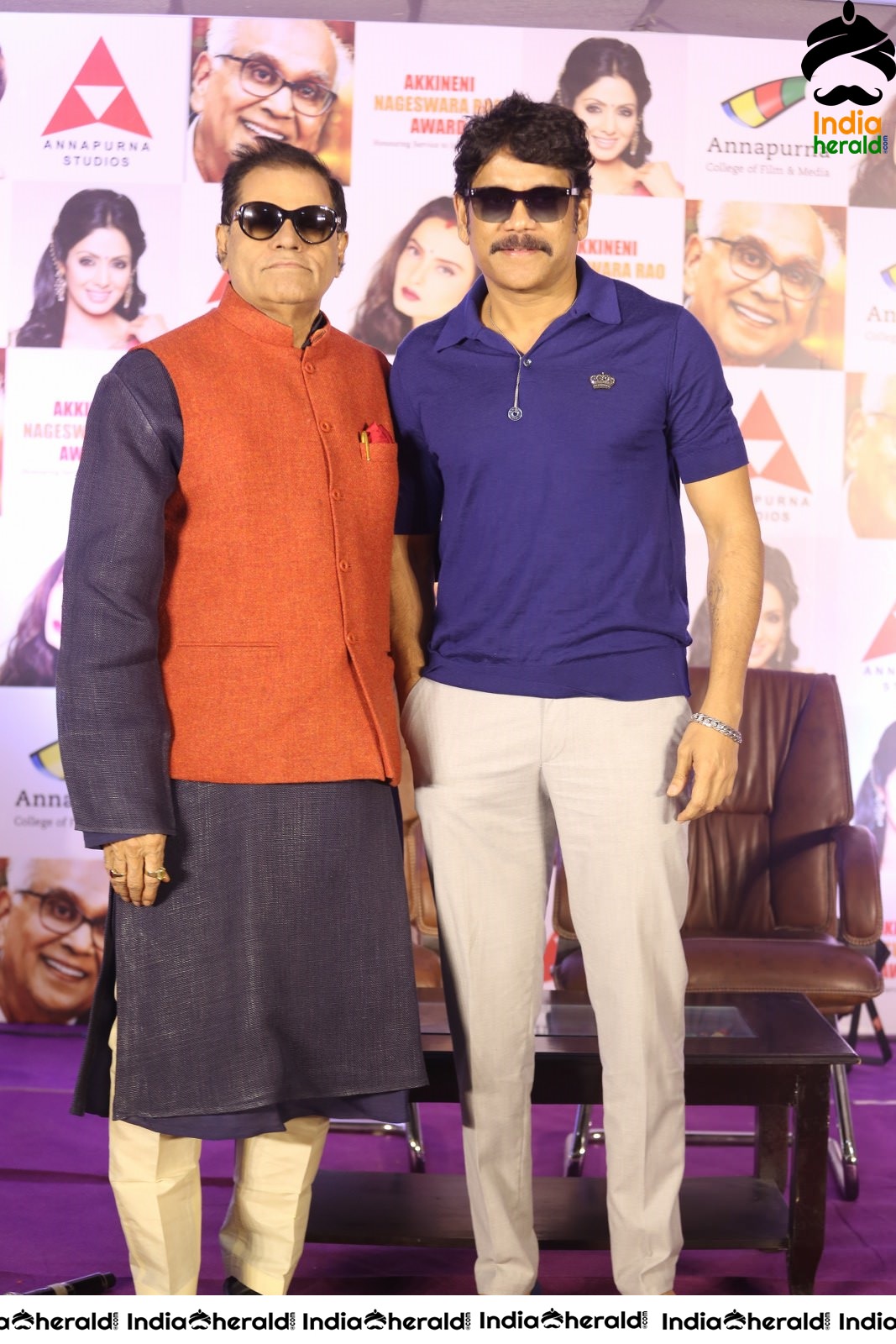 Actor Nagarjuna spotted with the Chief Guest at ANR Press Meet