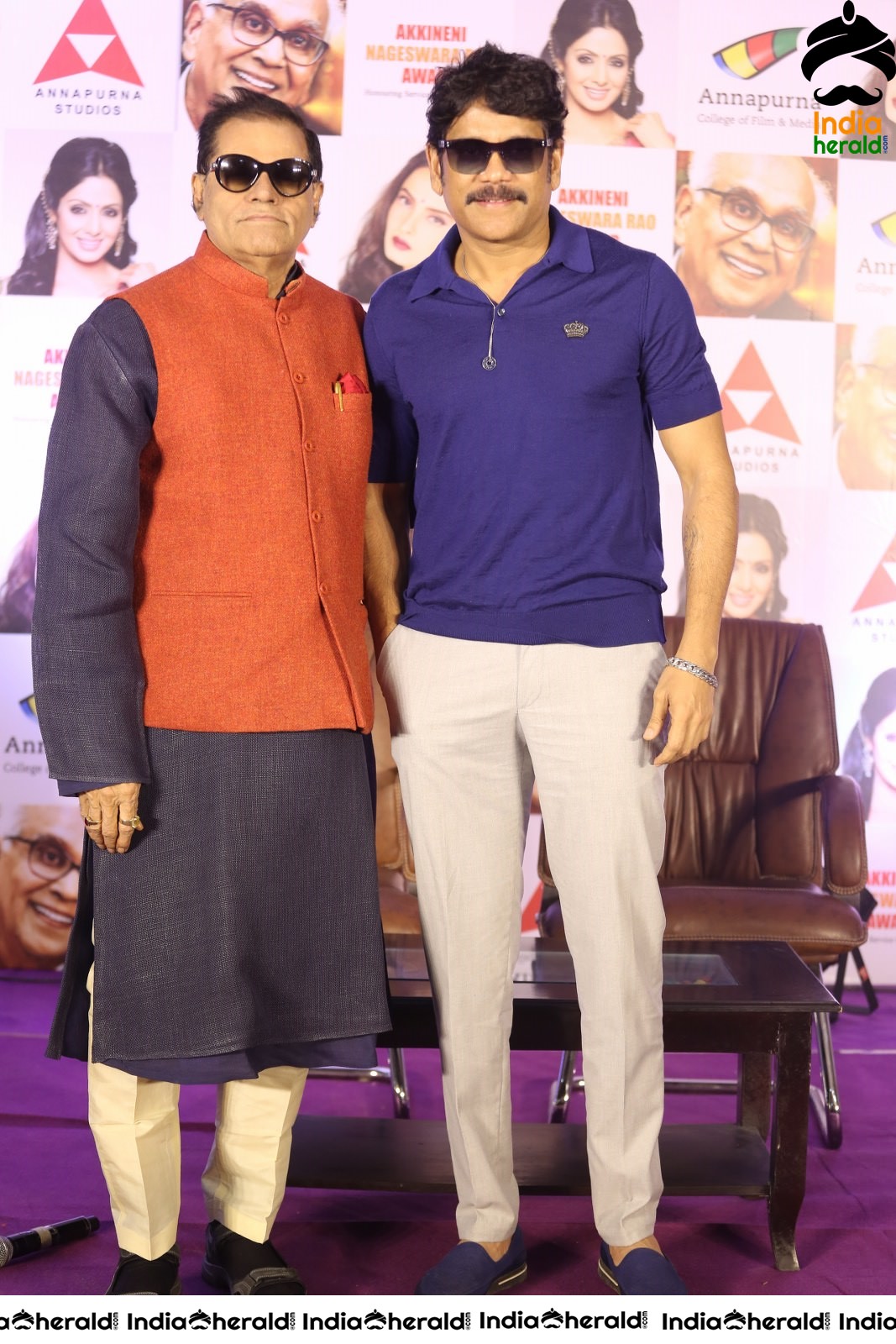 Actor Nagarjuna spotted with the Chief Guest at ANR Press Meet