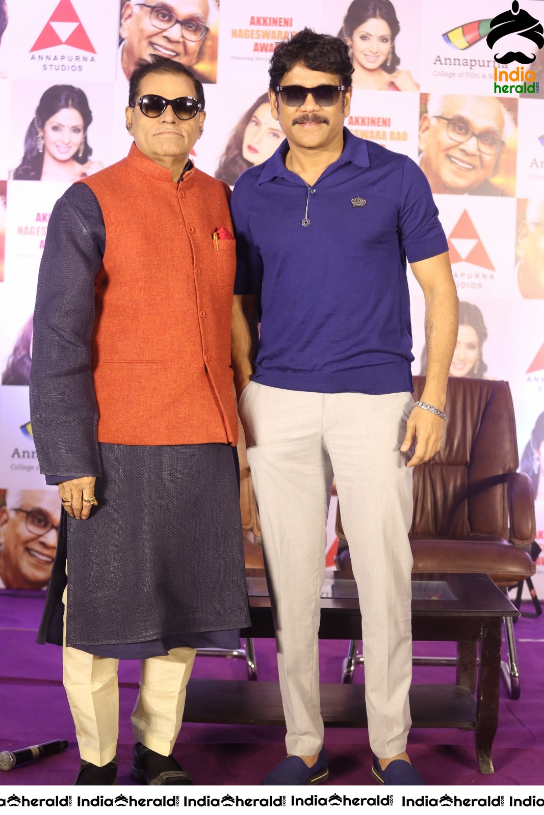 Actor Nagarjuna spotted with the Chief Guest at ANR Press Meet