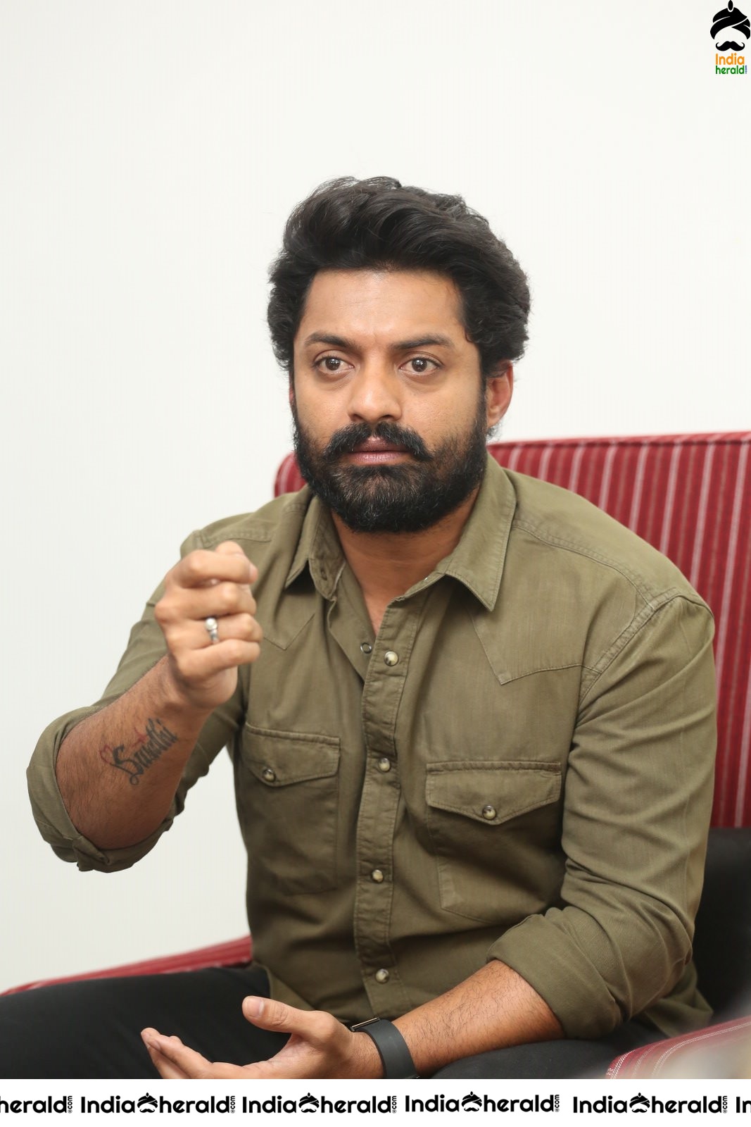 Actor Nandamuri Kalyanram shows various expressions in his face during a media interaction