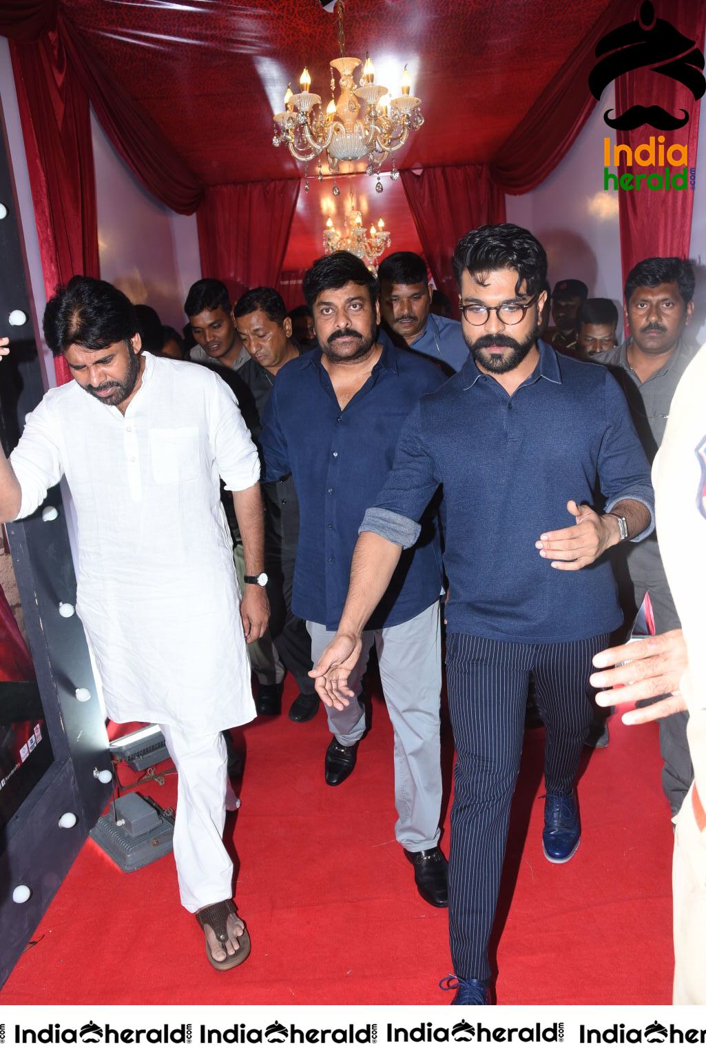 Actor Pawan Kalyan And Chiranjeevi Arriving At Sye Raa Pre Release Event Set 1