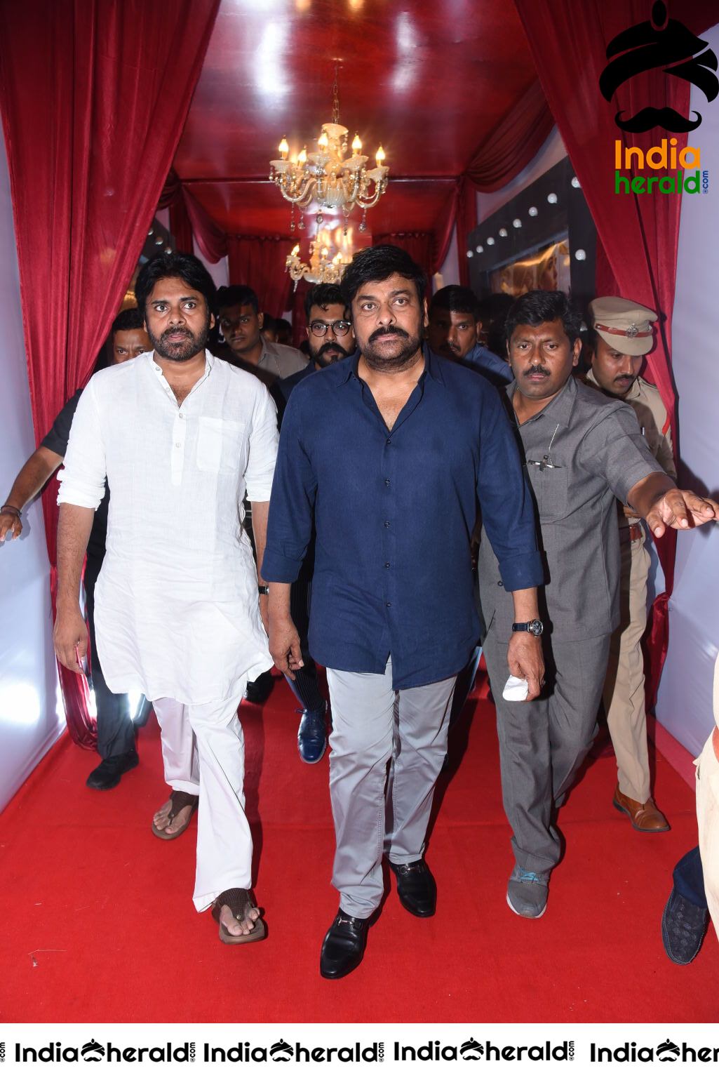 Actor Pawan Kalyan And Chiranjeevi Arriving At Sye Raa Pre Release Event Set 1