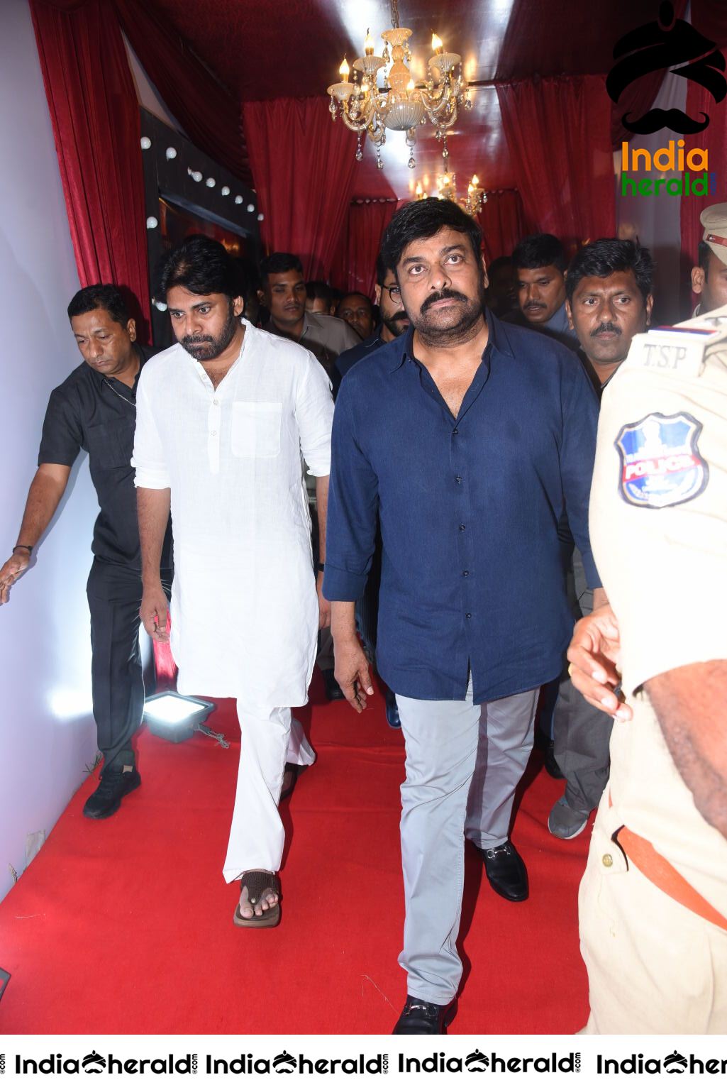 Actor Pawan Kalyan and Chiranjeevi arriving At Sye Raa Pre Release Event Set 2