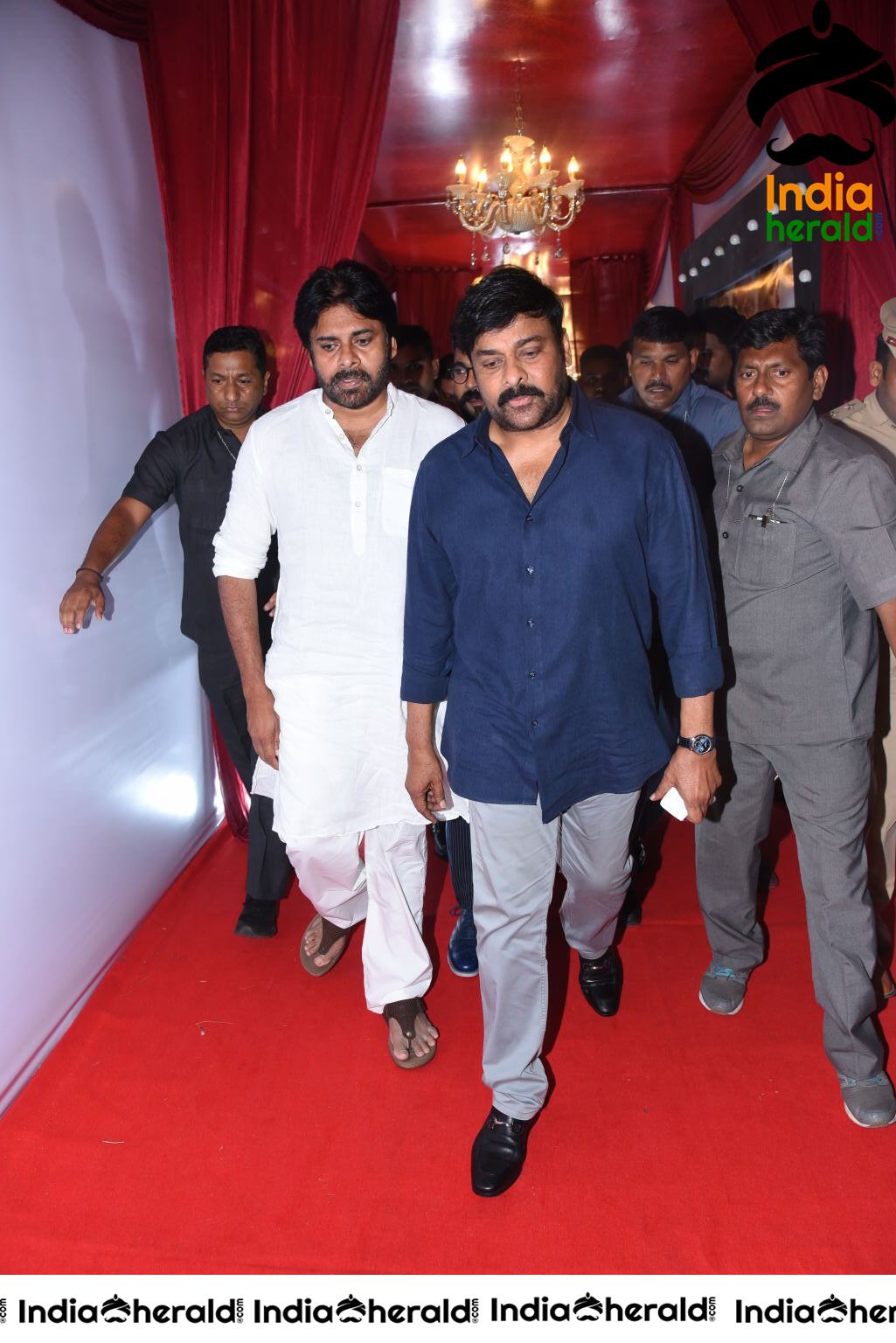 Actor Pawan Kalyan and Chiranjeevi arriving At Sye Raa Pre Release Event Set 2