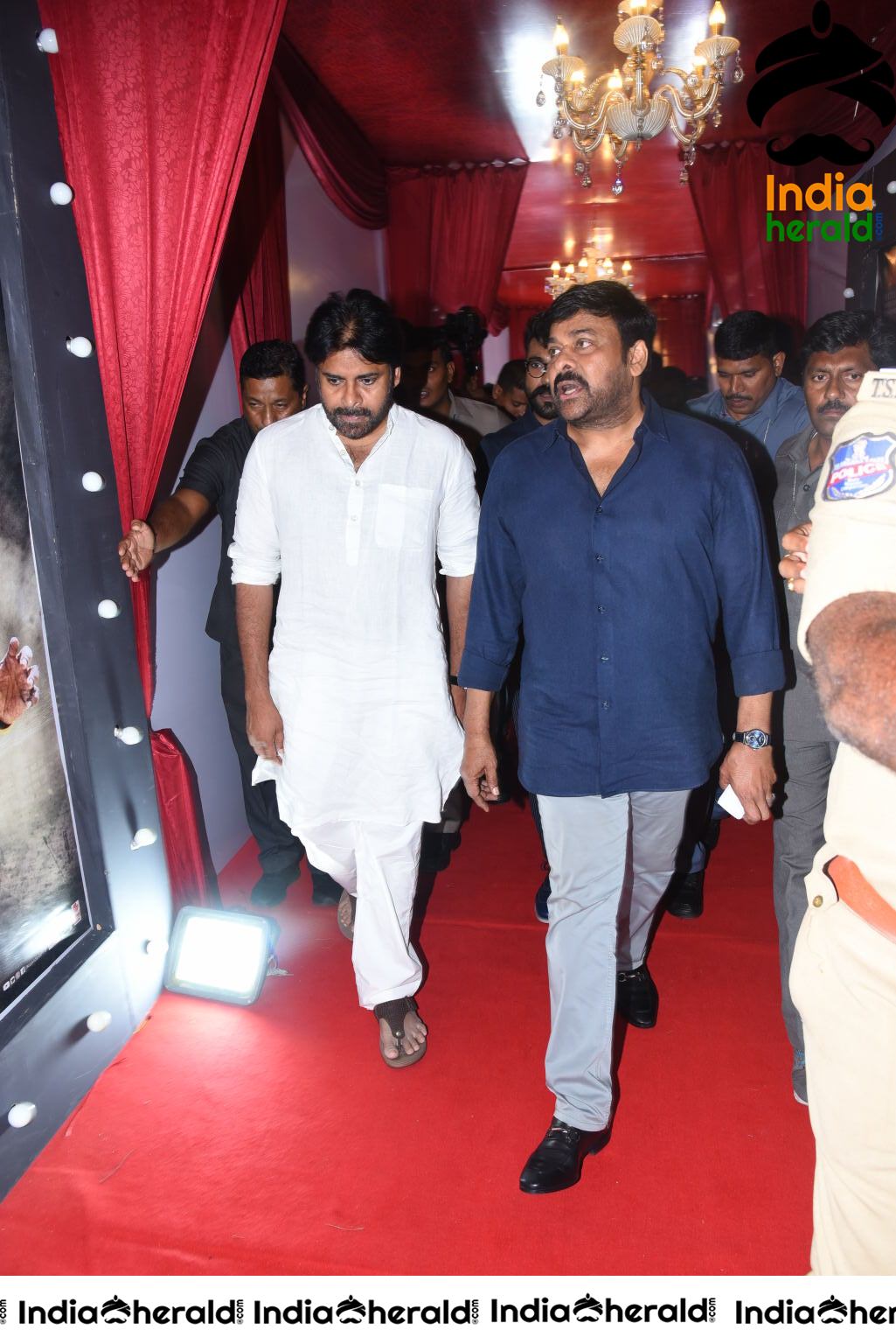 Actor Pawan Kalyan and Chiranjeevi arriving At Sye Raa Pre Release Event Set 2