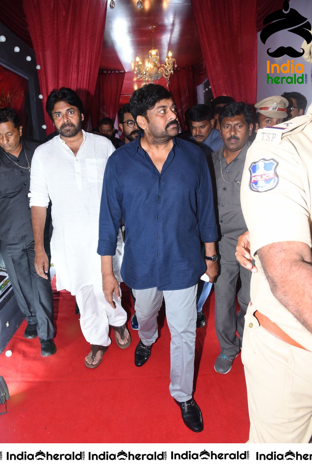 Actor Pawan Kalyan and Chiranjeevi arriving At Sye Raa Pre Release Event Set 2