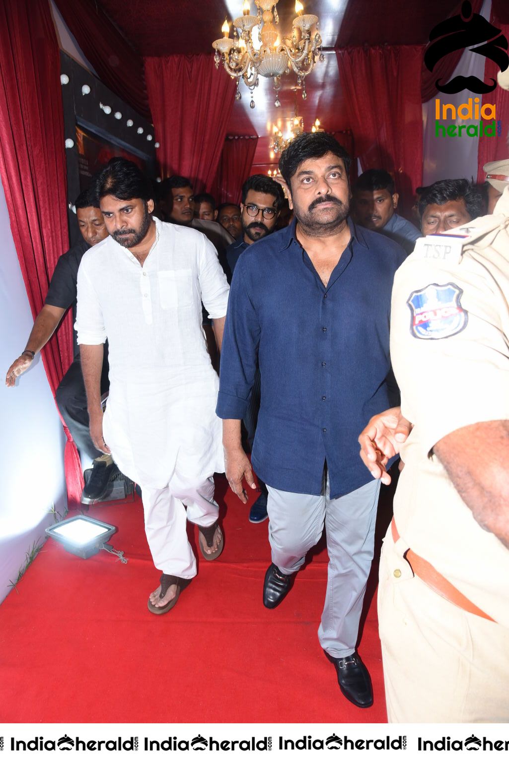 Actor Pawan Kalyan and Chiranjeevi arriving At Sye Raa Pre Release Event Set 2